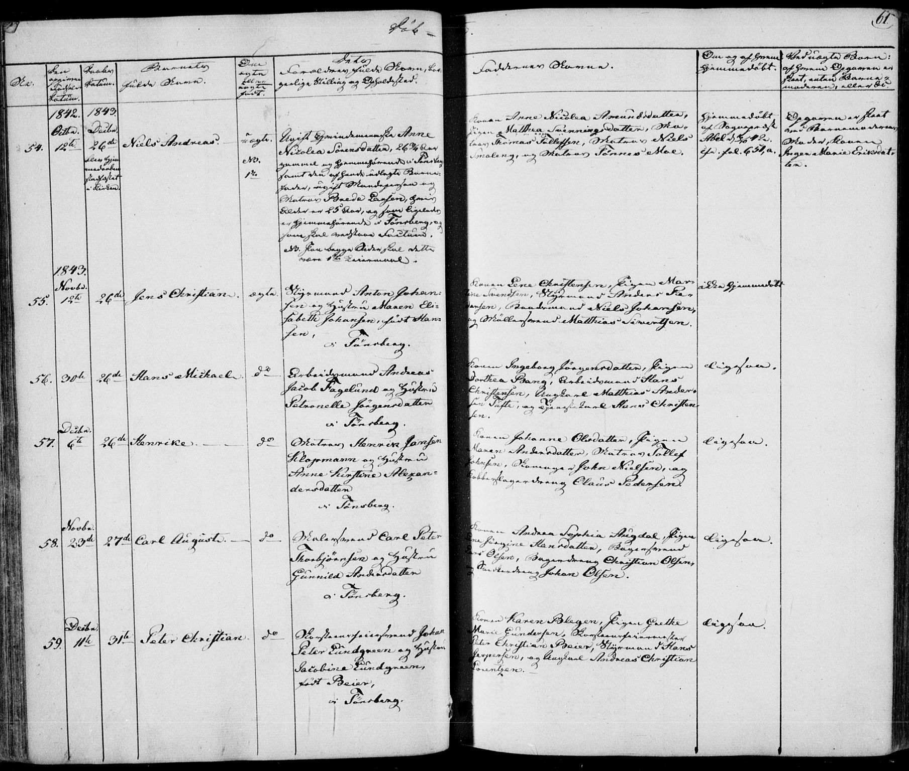 Tønsberg kirkebøker, AV/SAKO-A-330/F/Fa/L0006: Ministerialbok nr. I 6, 1836-1844, s. 61