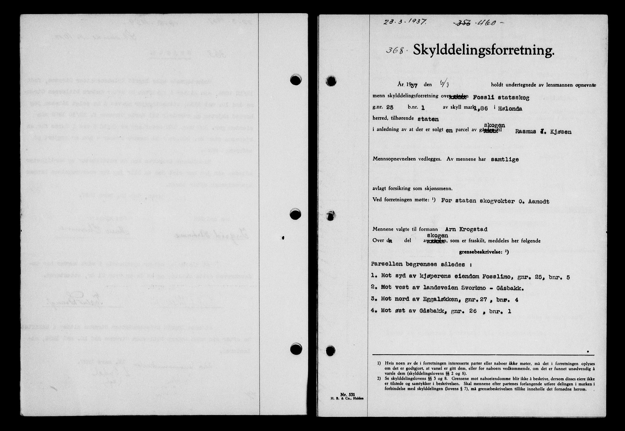 Gauldal sorenskriveri, SAT/A-0014/1/2/2C/L0047: Pantebok nr. 50-51, 1937-1937, Dagboknr: 368/1937
