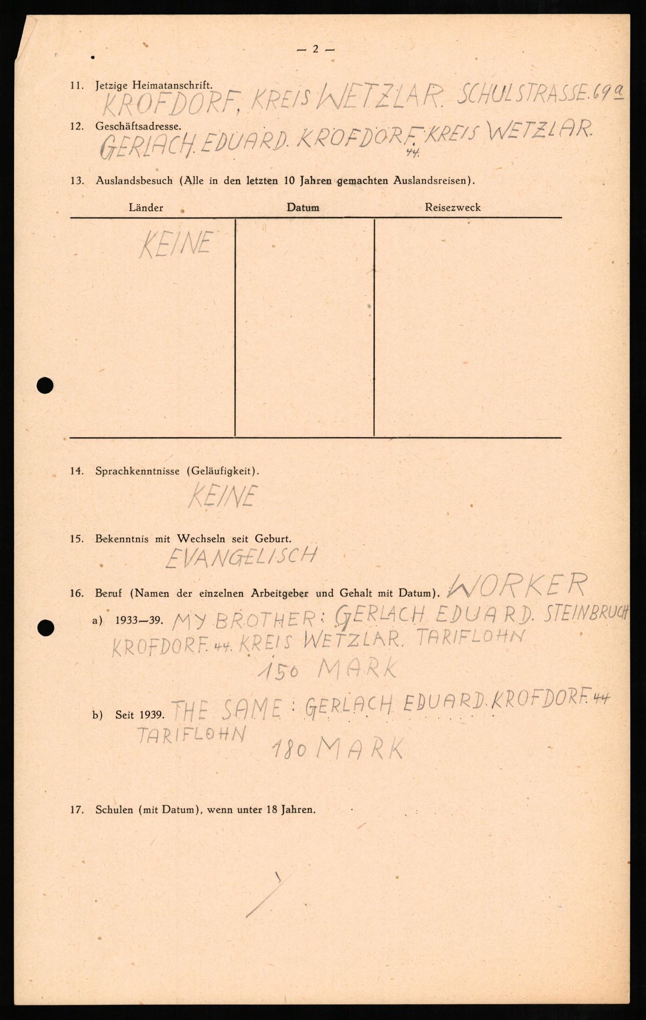 Forsvaret, Forsvarets overkommando II, AV/RA-RAFA-3915/D/Db/L0009: CI Questionaires. Tyske okkupasjonsstyrker i Norge. Tyskere., 1945-1946, s. 418