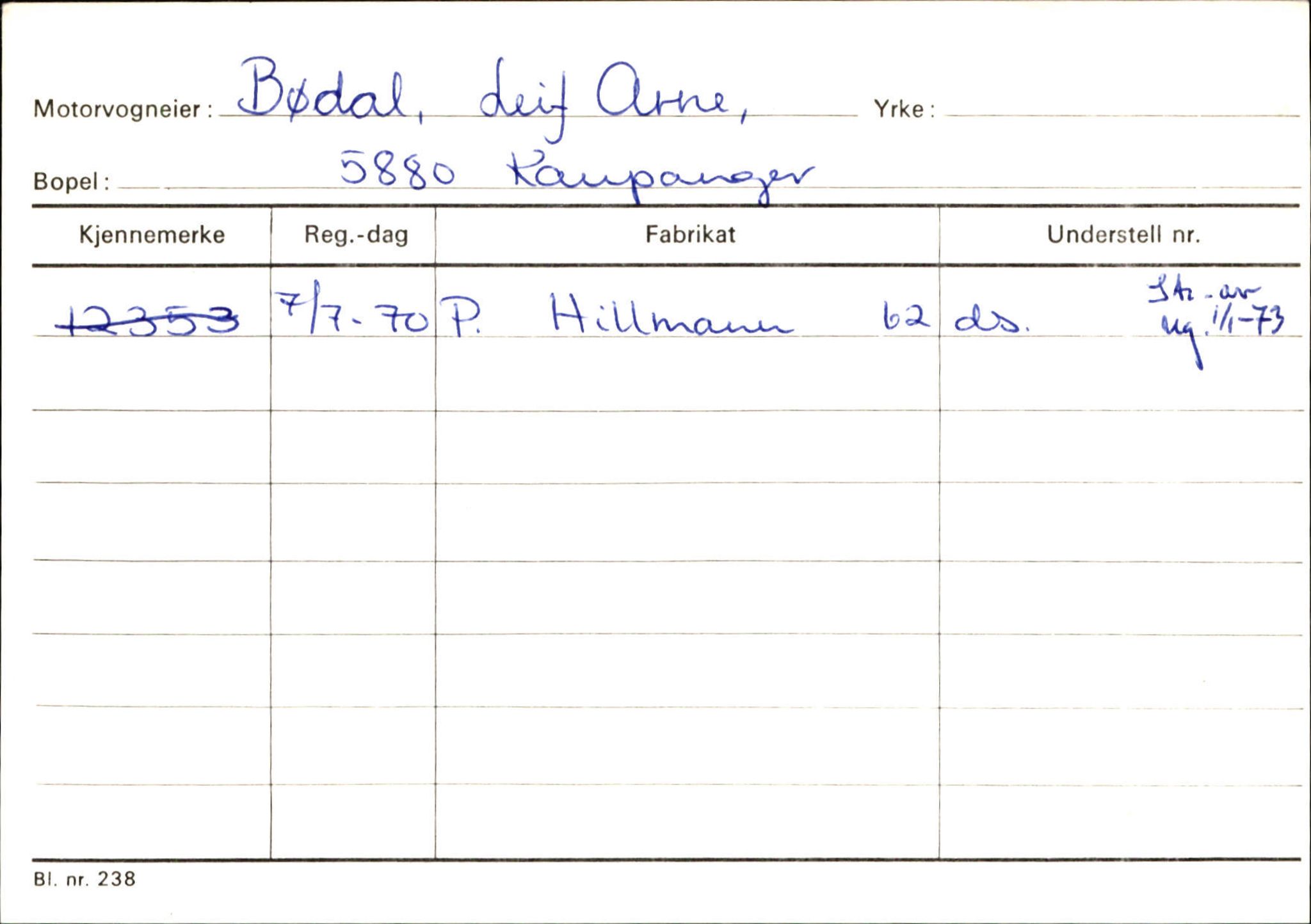 Statens vegvesen, Sogn og Fjordane vegkontor, AV/SAB-A-5301/4/F/L0124: Eigarregister Sogndal A-U, 1945-1975, s. 252