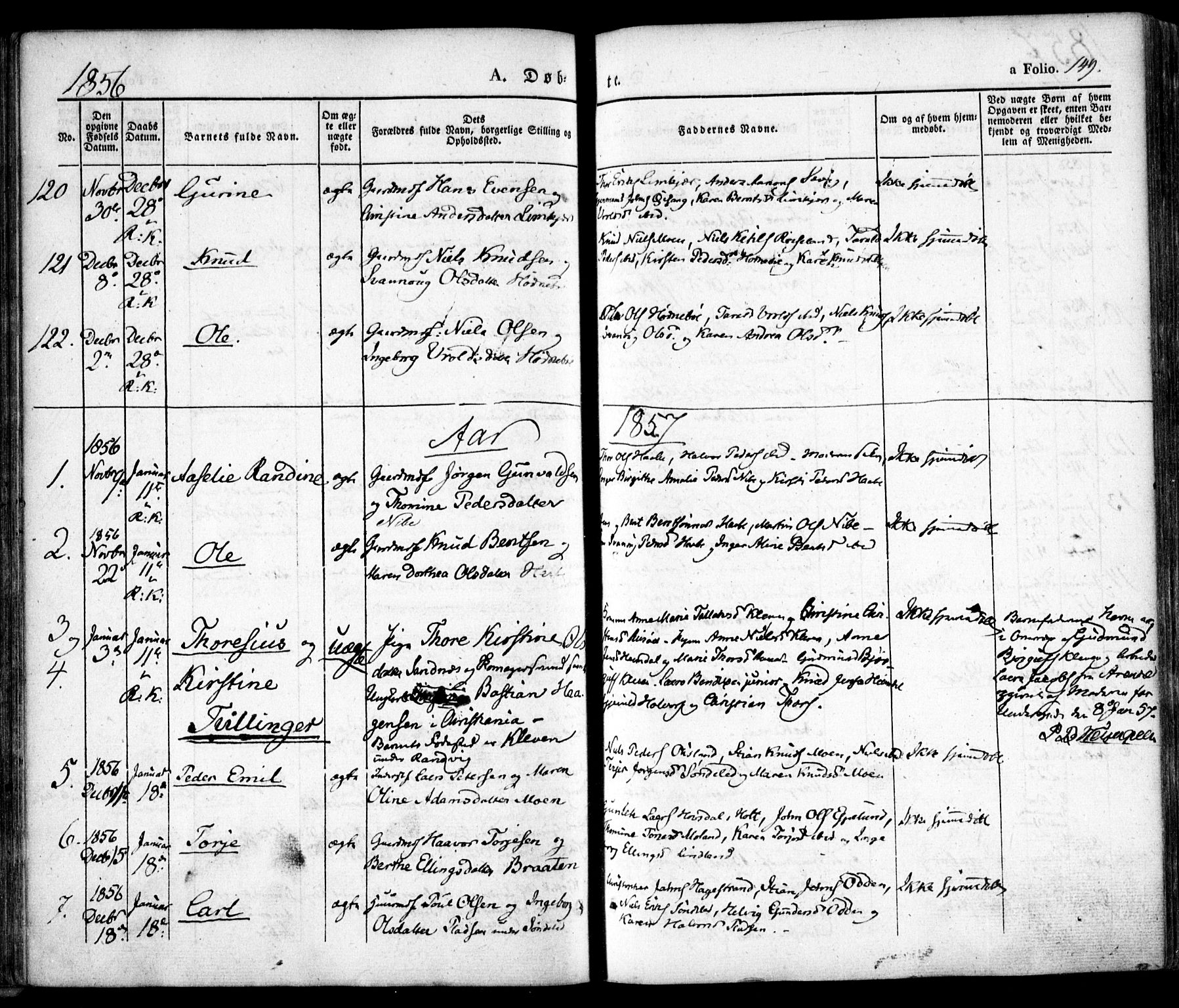Søndeled sokneprestkontor, SAK/1111-0038/F/Fa/L0002: Ministerialbok nr. A 2, 1839-1860, s. 149