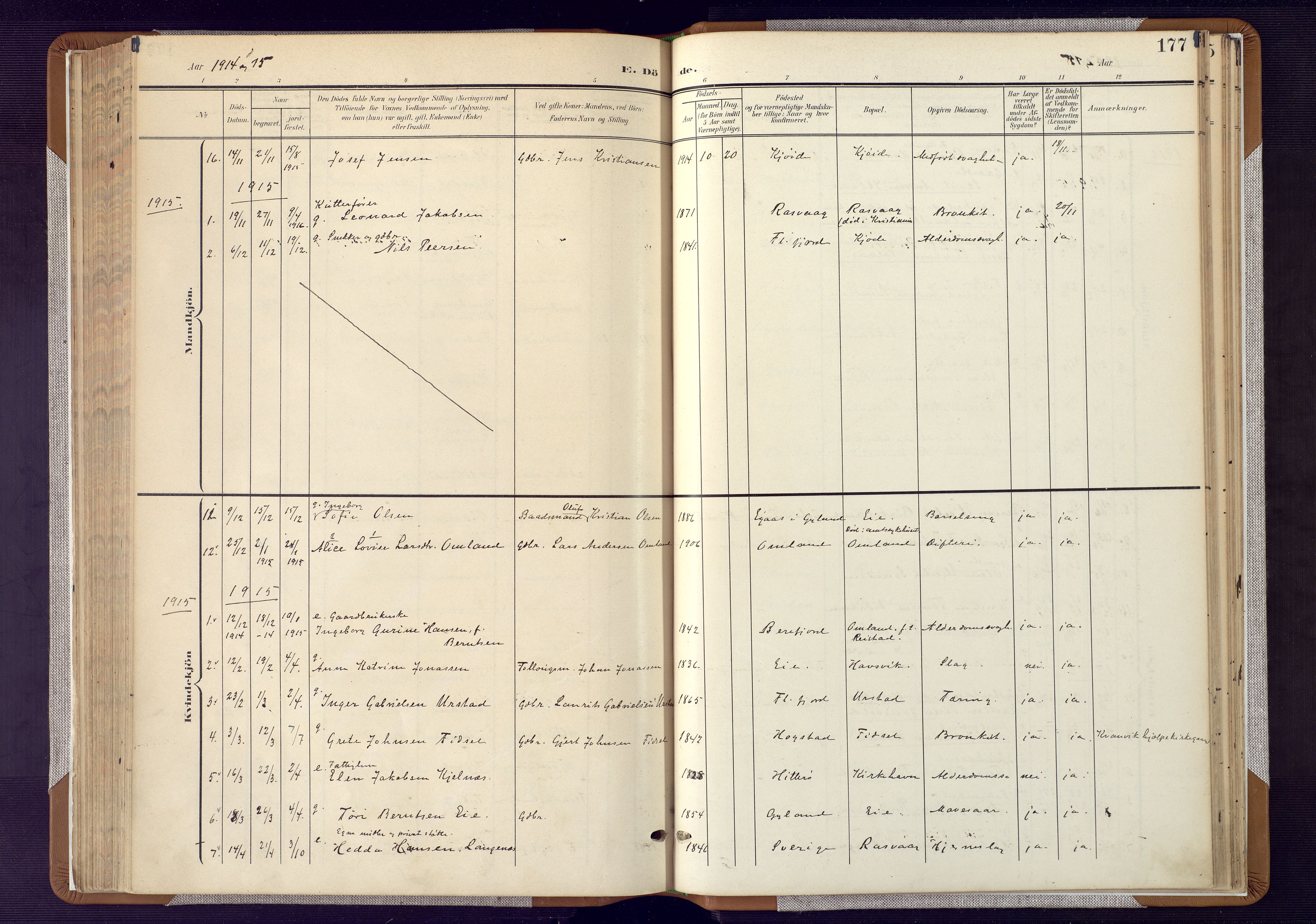 Flekkefjord sokneprestkontor, AV/SAK-1111-0012/F/Fa/Fab/L0007: Ministerialbok nr. A 7, 1902-1921, s. 177