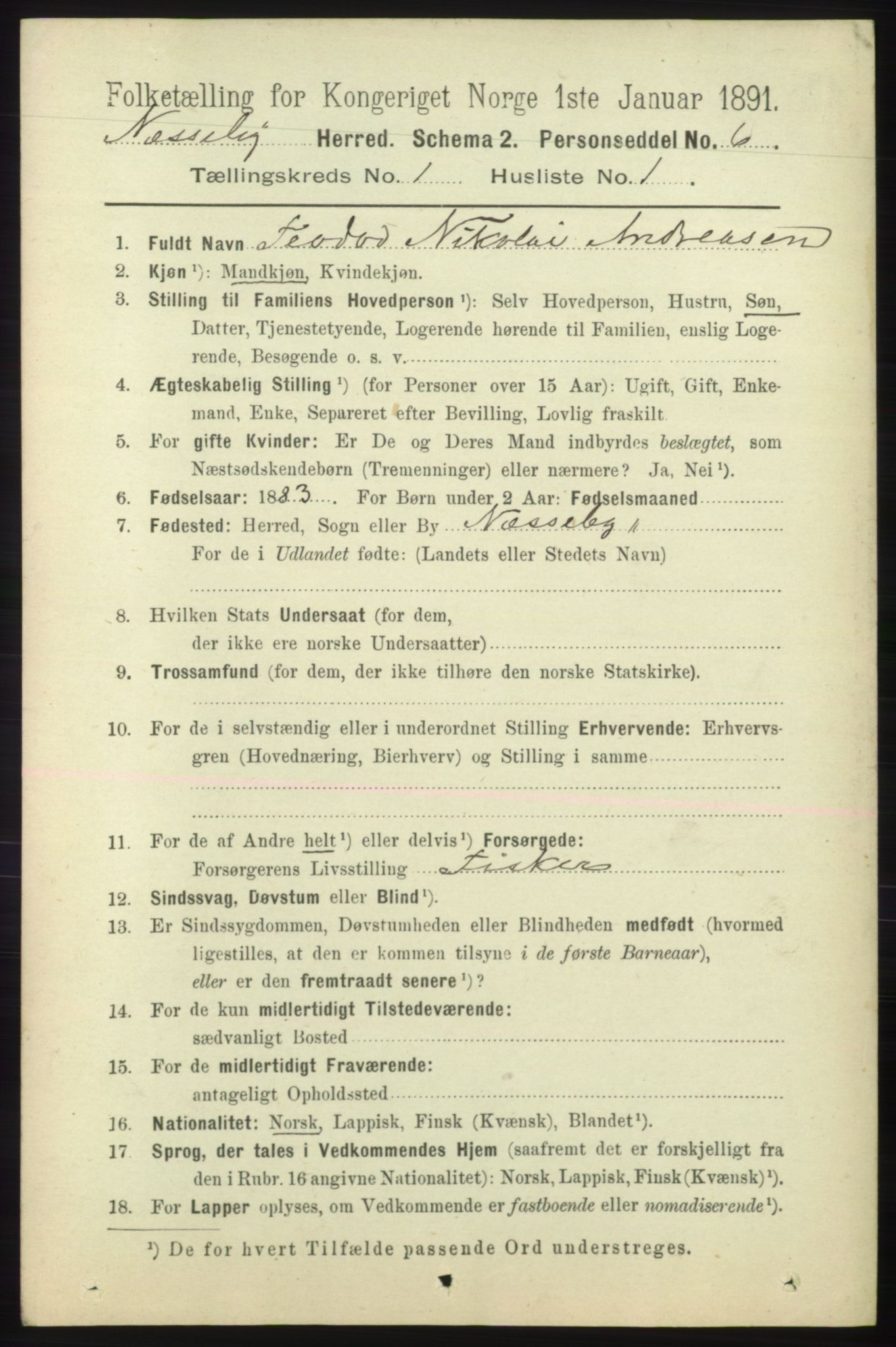 RA, Folketelling 1891 for 2027 Nesseby herred, 1891, s. 110