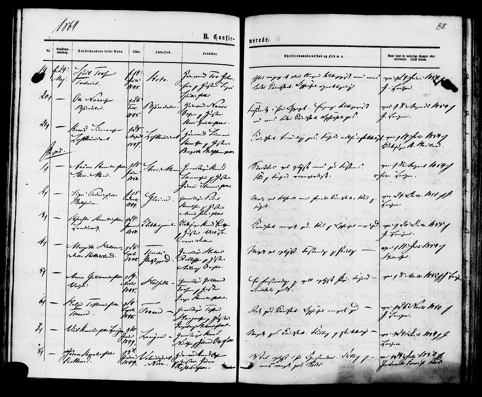Rollag kirkebøker, AV/SAKO-A-240/F/Fa/L0009: Ministerialbok nr. I 9, 1860-1874, s. 88