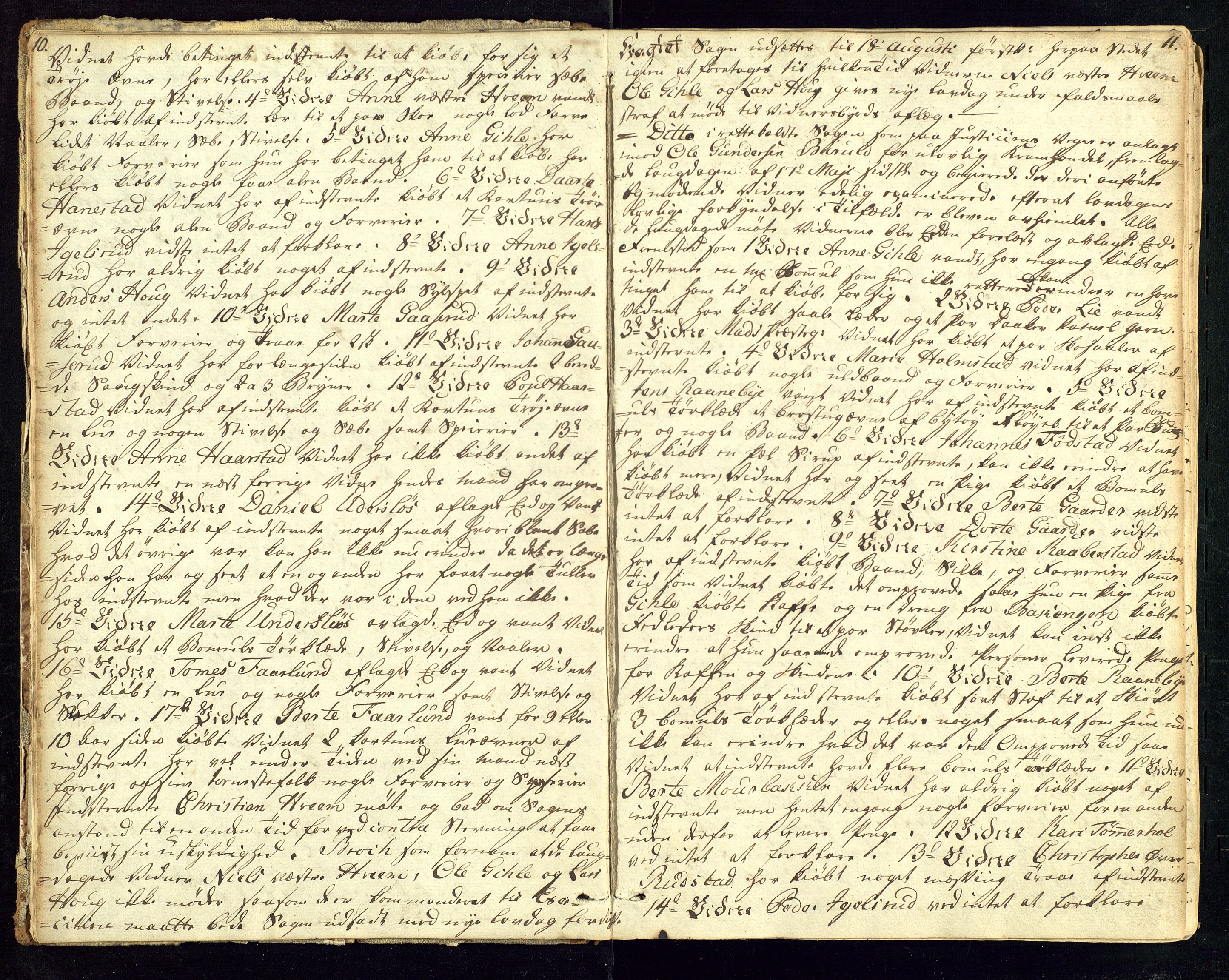 Toten tingrett, AV/SAH-TING-006/G/Gc/Gcb/L0001: Åstedsprotokoll, 1788-1800, s. 10-11