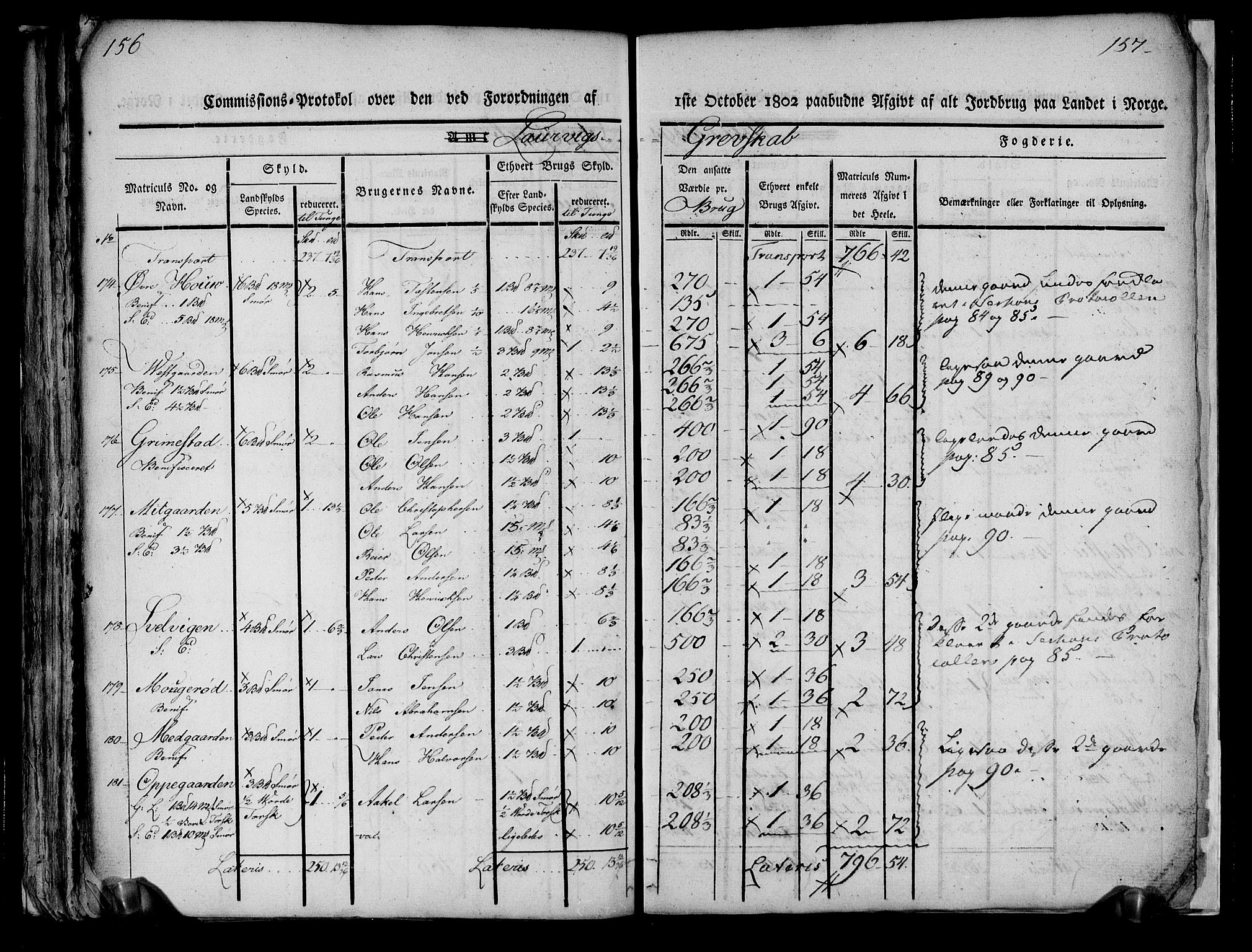 Rentekammeret inntil 1814, Realistisk ordnet avdeling, AV/RA-EA-4070/N/Ne/Nea/L0178: Larvik grevskap. Kommisjonsprotokoll, 1803, s. 81