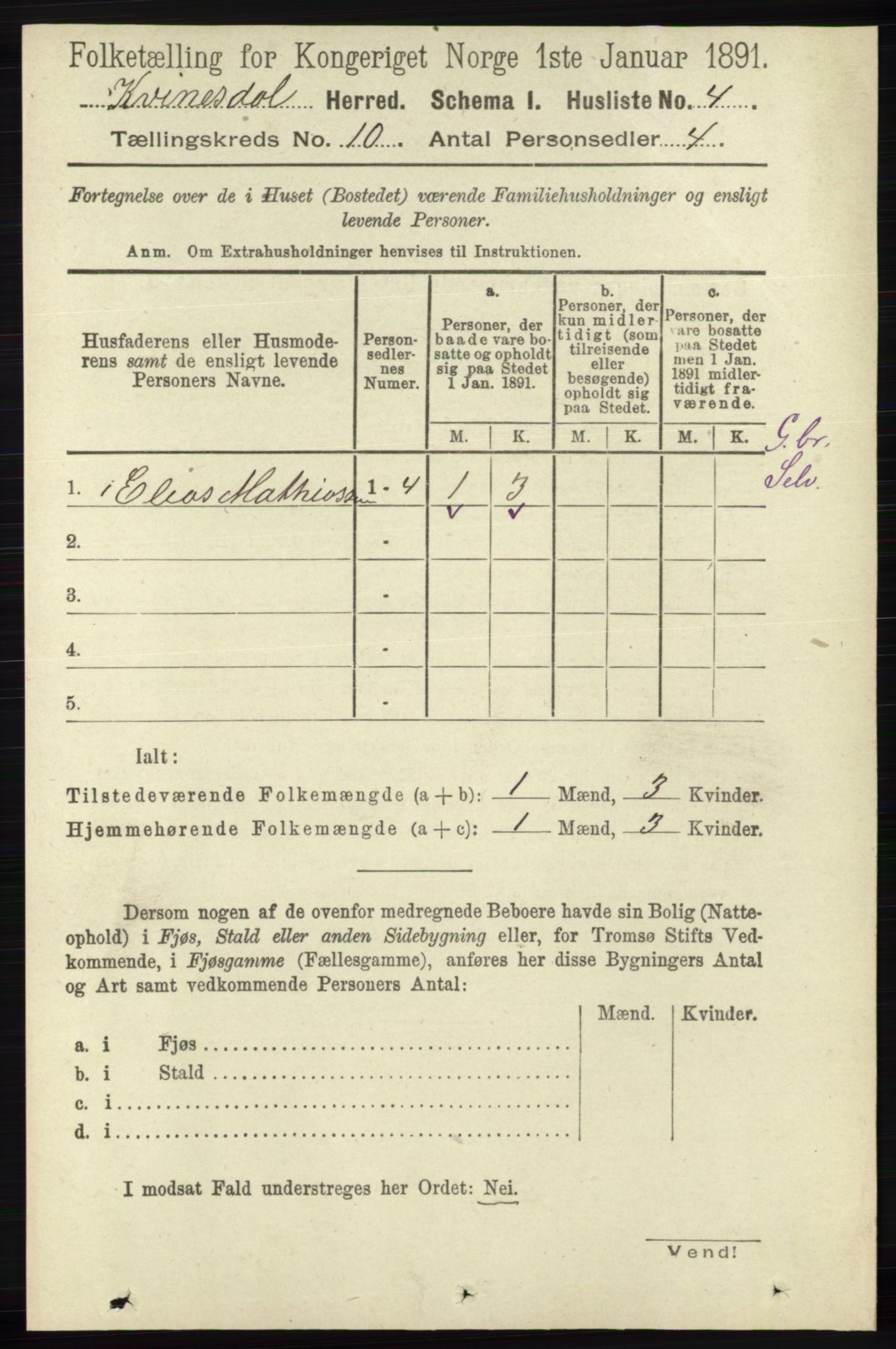 RA, Folketelling 1891 for 1037 Kvinesdal herred, 1891, s. 3754