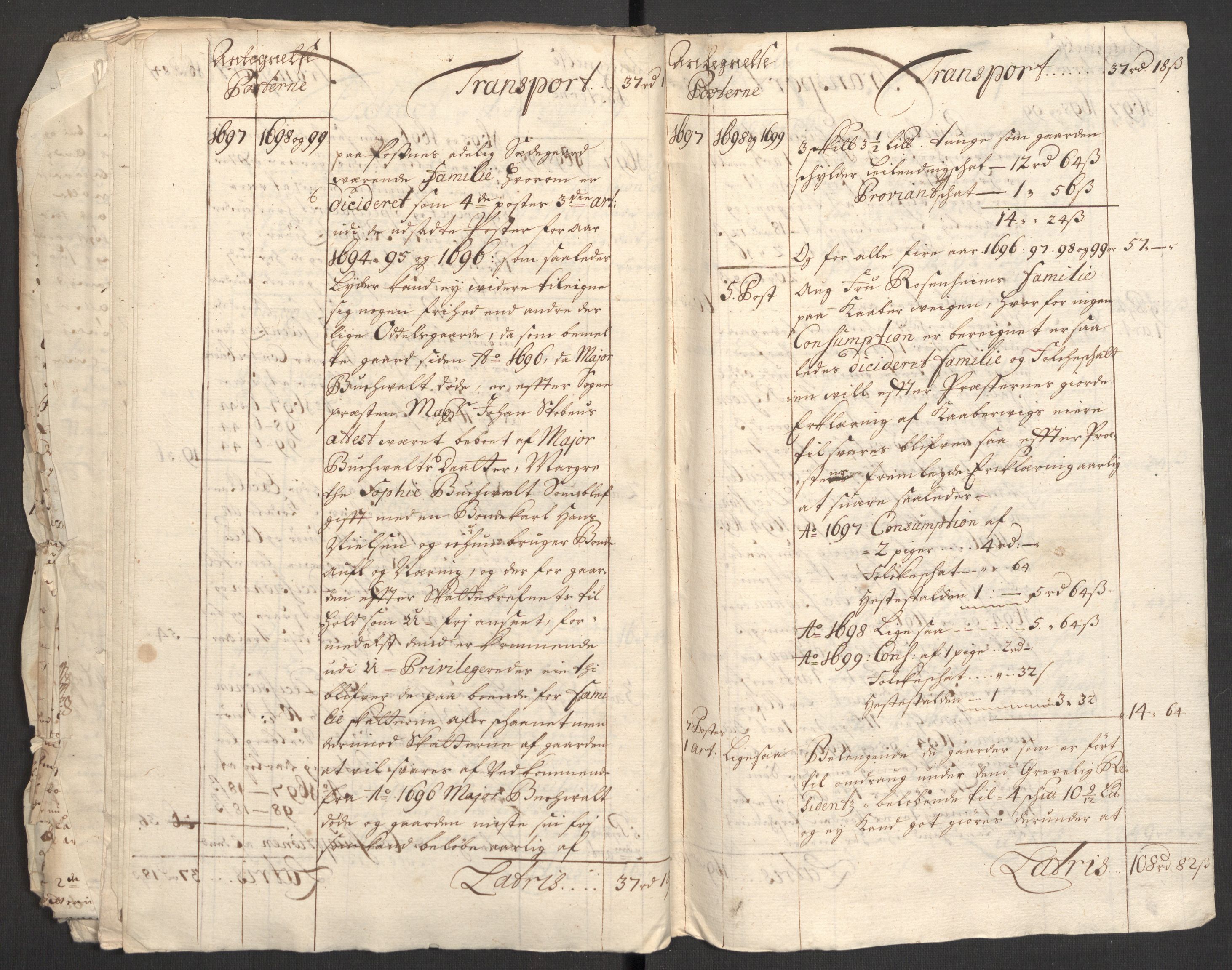 Rentekammeret inntil 1814, Reviderte regnskaper, Fogderegnskap, AV/RA-EA-4092/R32/L1868: Fogderegnskap Jarlsberg grevskap, 1697-1699, s. 428