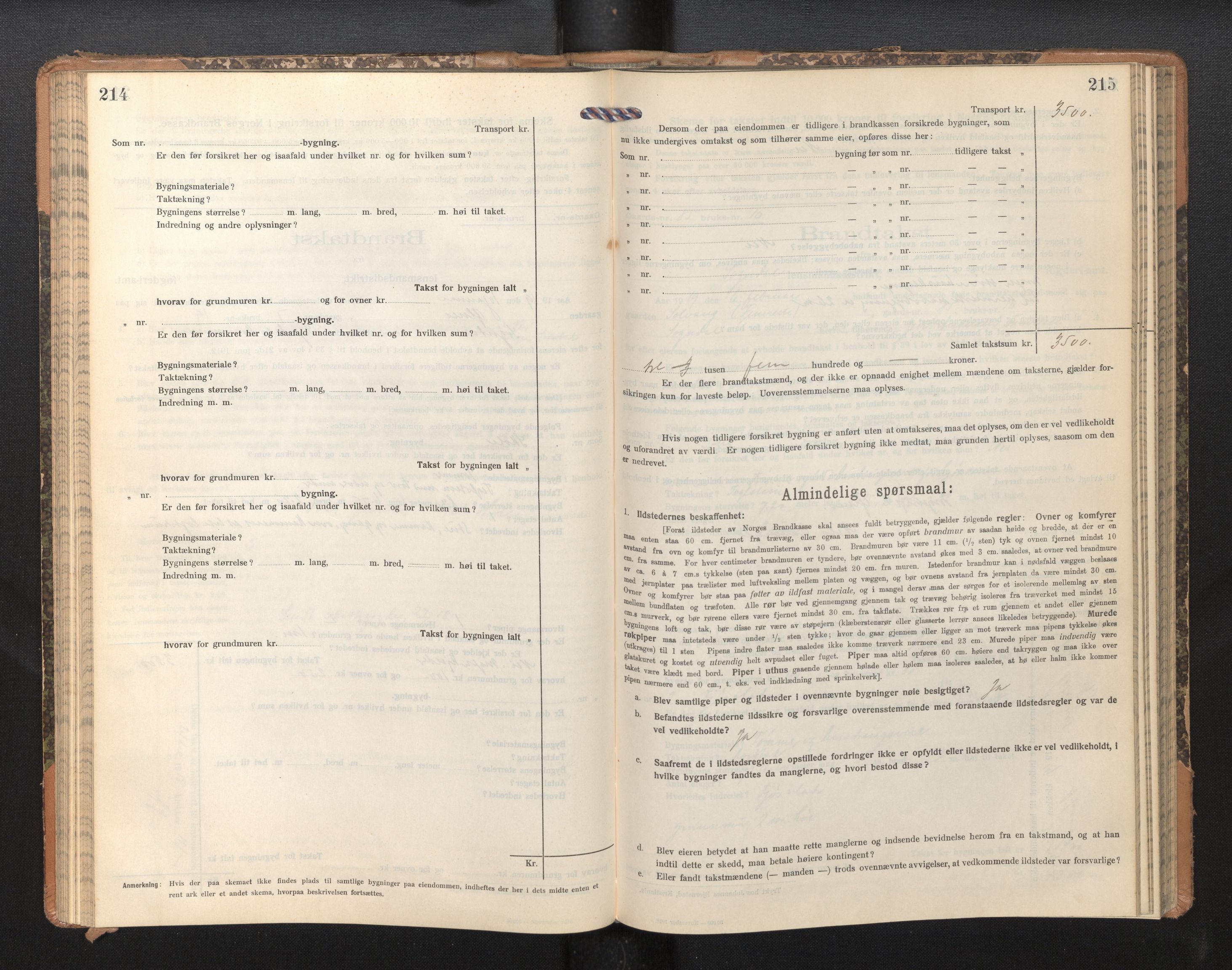 Lensmannen i Sogndal, SAB/A-29901/0012/L0011: Branntakstprotokoll, skjematakst, 1914-1922, s. 214-215