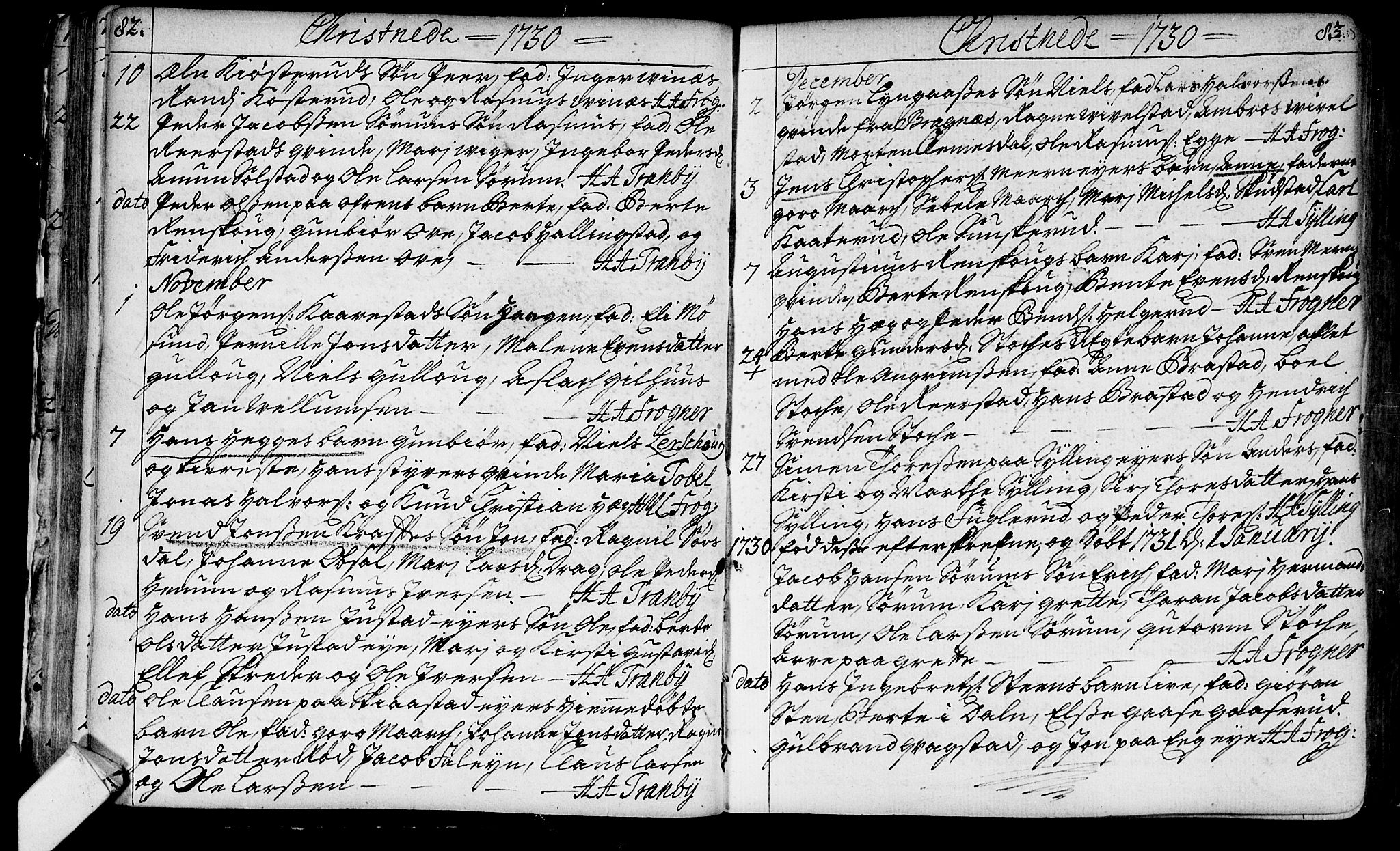 Lier kirkebøker, SAKO/A-230/F/Fa/L0003: Ministerialbok nr. I 3, 1727-1748, s. 82-83