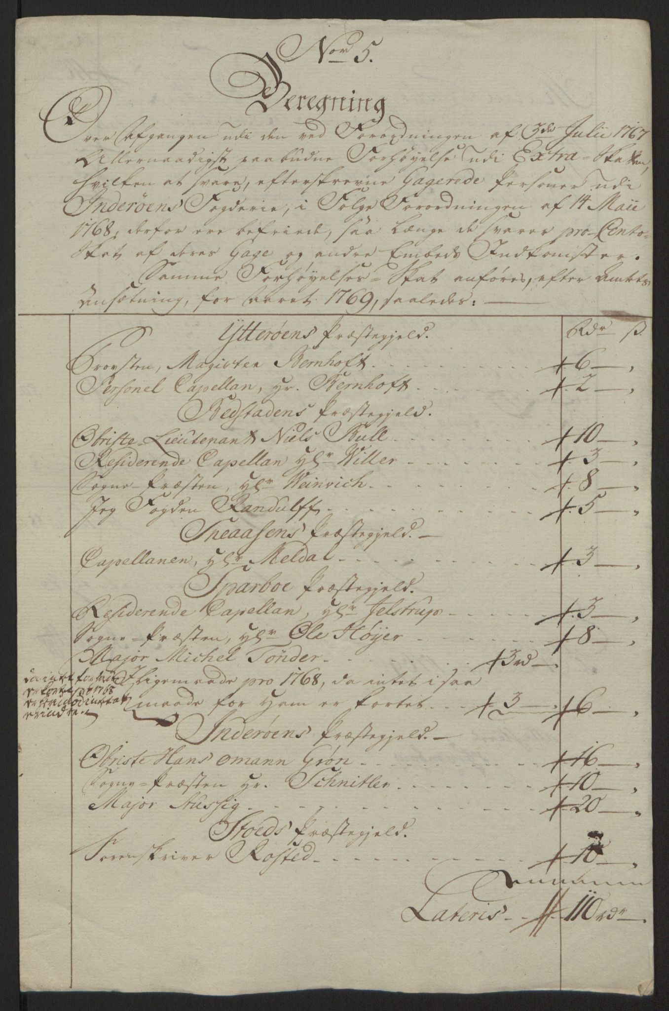 Rentekammeret inntil 1814, Reviderte regnskaper, Fogderegnskap, AV/RA-EA-4092/R63/L4420: Ekstraskatten Inderøy, 1762-1772, s. 365