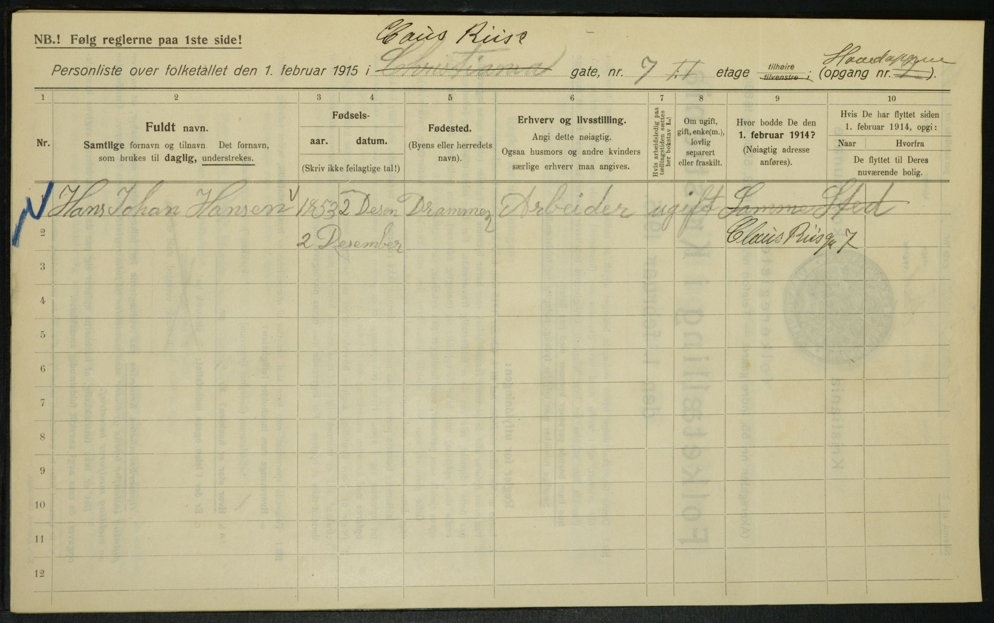 OBA, Kommunal folketelling 1.2.1915 for Kristiania, 1915, s. 12757