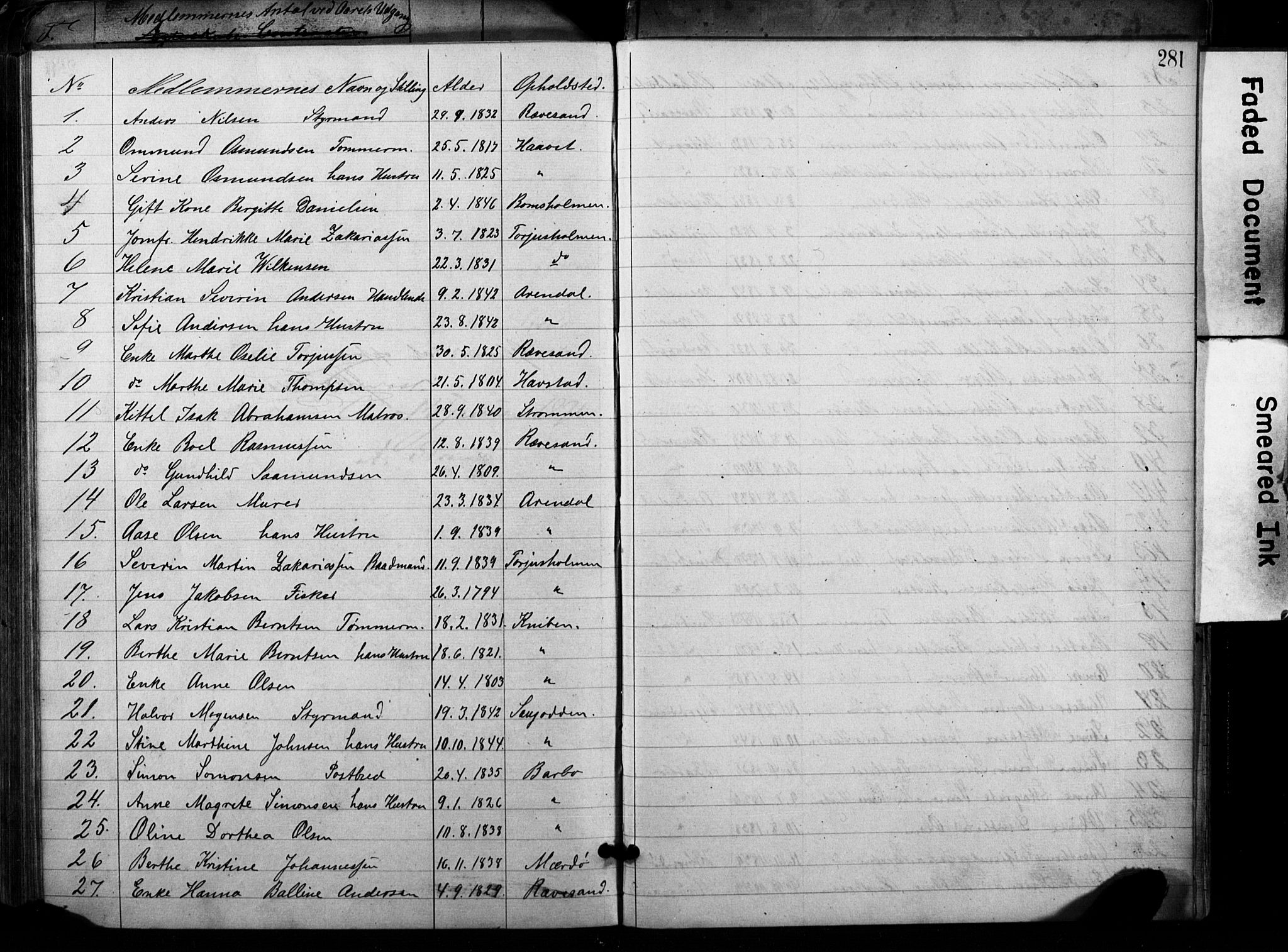 Metodistmenigheten, Arendal, AV/SAK-1292-0011/F/Fa/L0001: Dissenterprotokoll nr. F-2, 1867-1879, s. 281