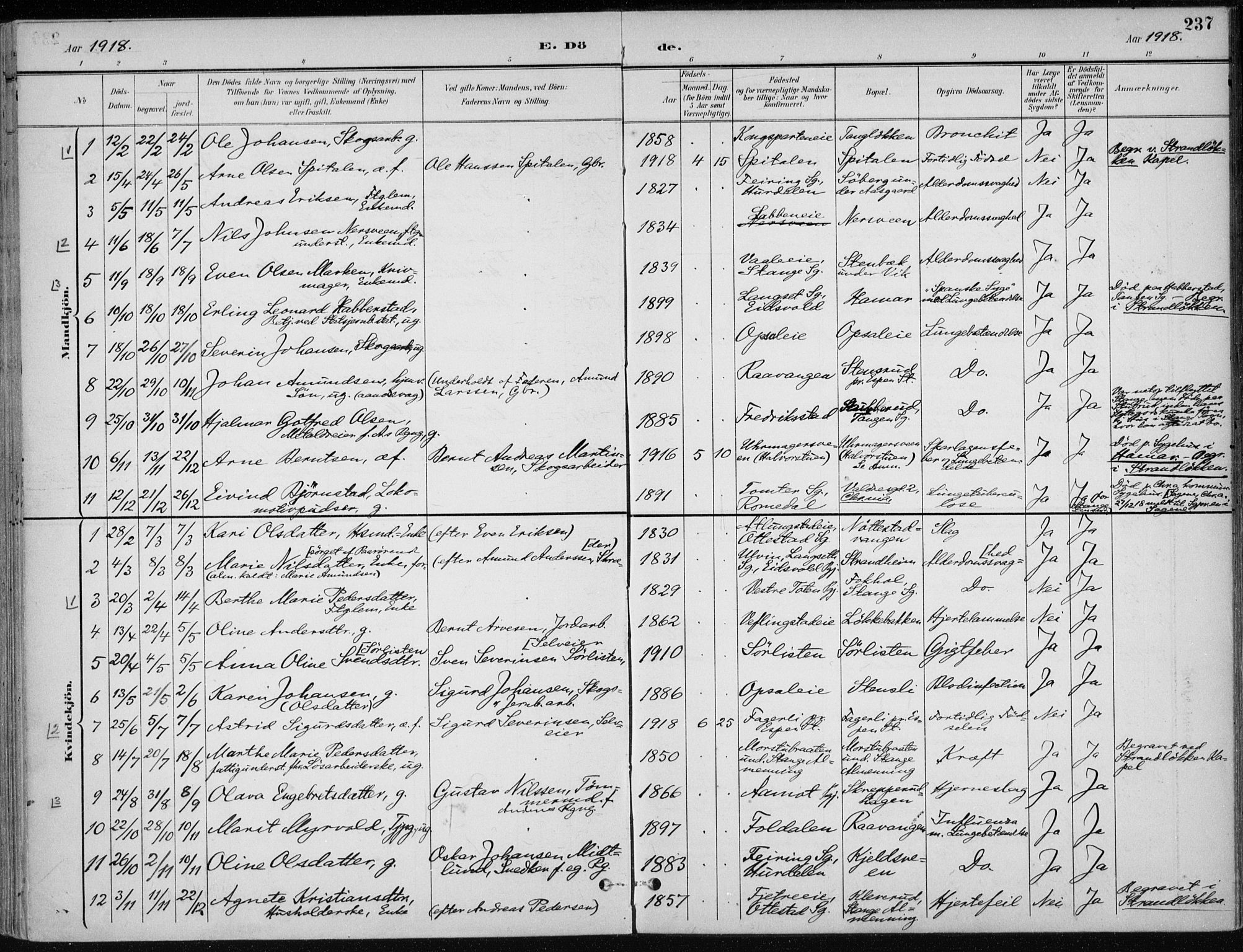 Stange prestekontor, SAH/PREST-002/K/L0023: Ministerialbok nr. 23, 1897-1920, s. 237