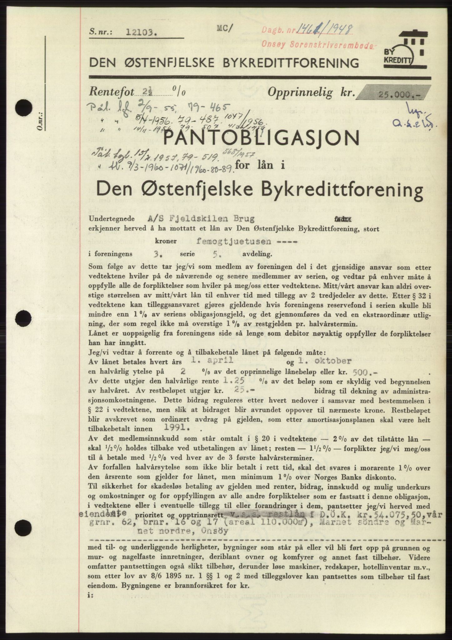 Onsøy sorenskriveri, SAO/A-10474/G/Ga/Gac/L0007: Pantebok nr. B 14-7, 1948-1948, Dagboknr: 1461/1948