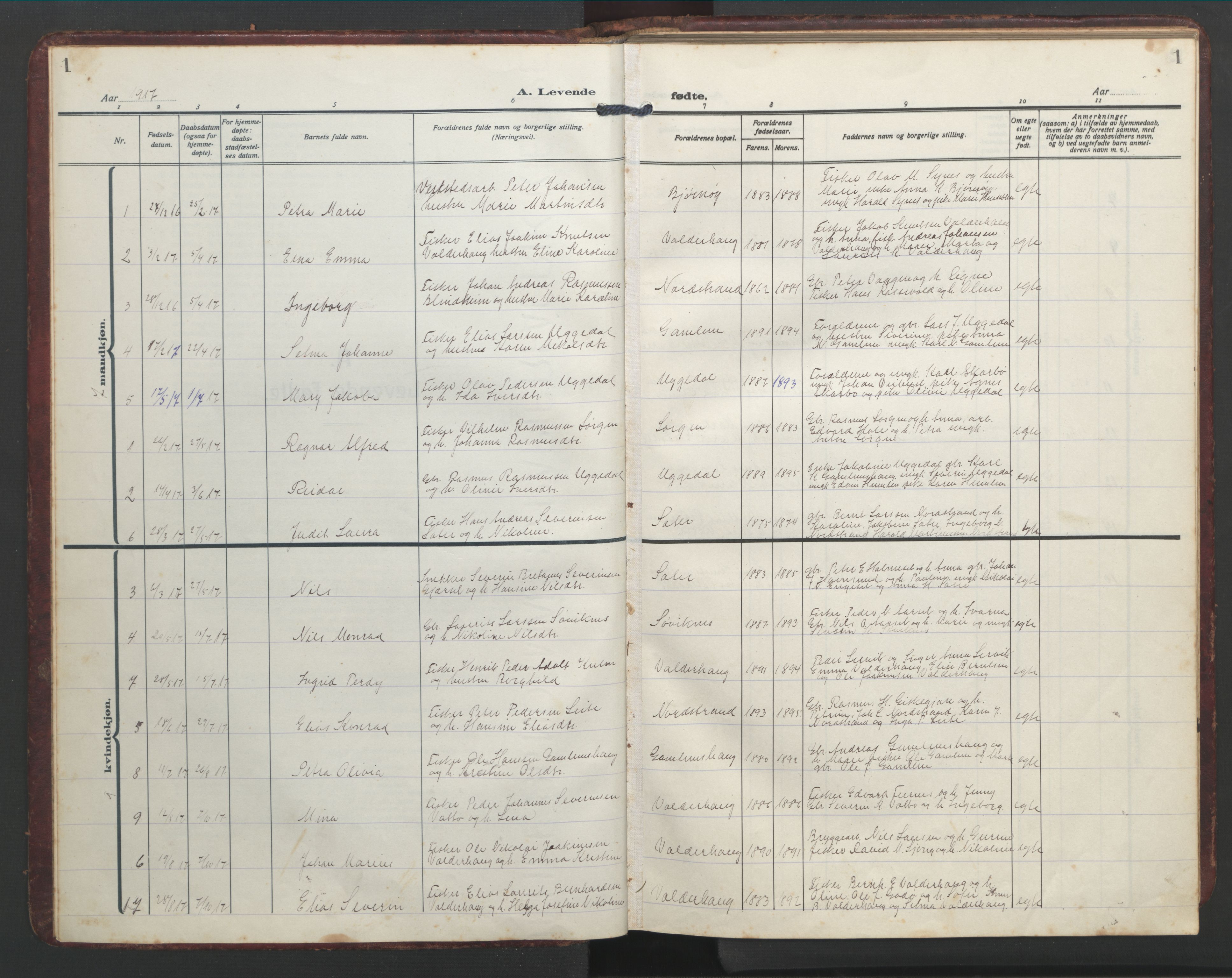 Ministerialprotokoller, klokkerbøker og fødselsregistre - Møre og Romsdal, SAT/A-1454/526/L0384: Klokkerbok nr. 526C01, 1917-1952, s. 1