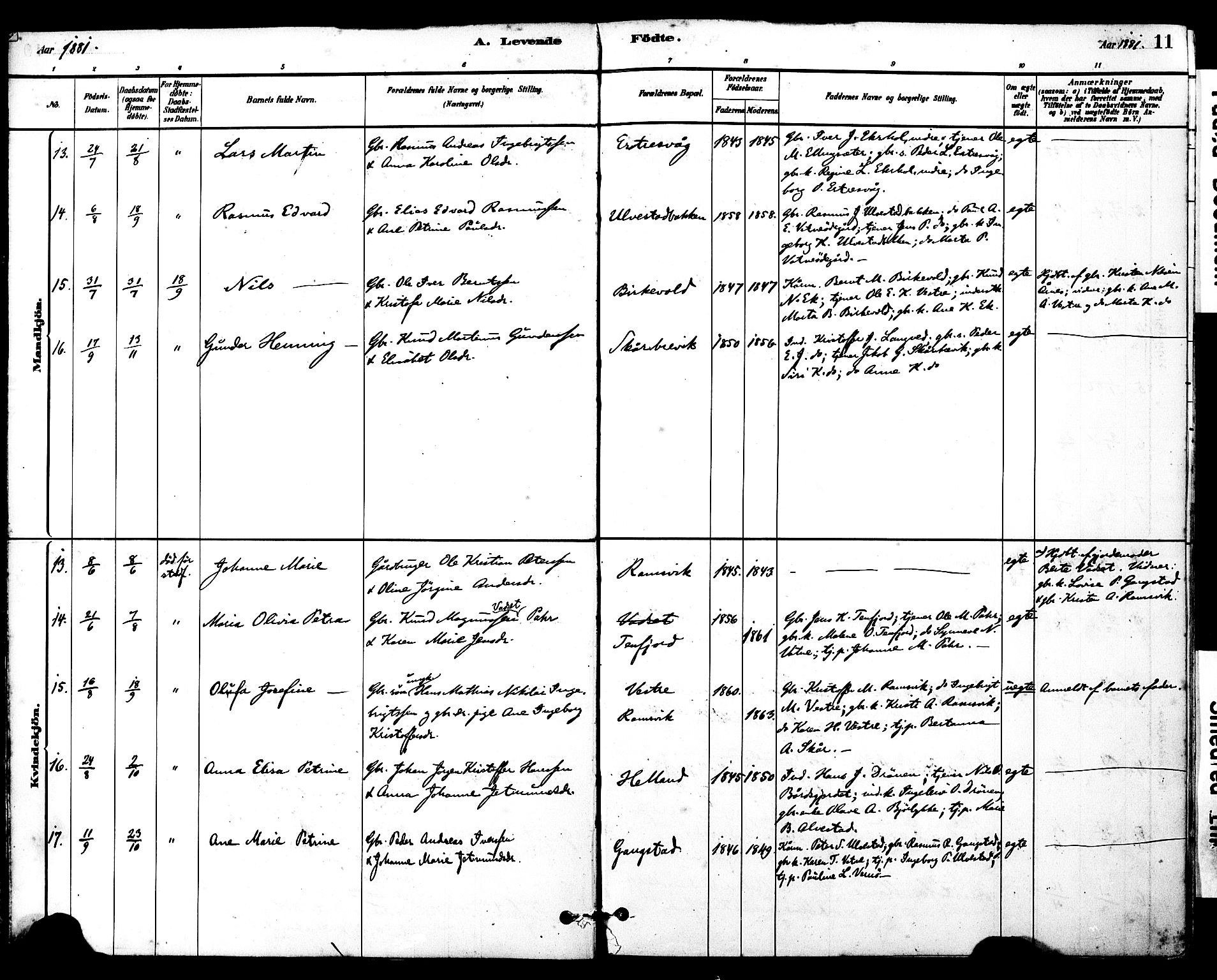 Ministerialprotokoller, klokkerbøker og fødselsregistre - Møre og Romsdal, AV/SAT-A-1454/525/L0374: Ministerialbok nr. 525A04, 1880-1899, s. 11