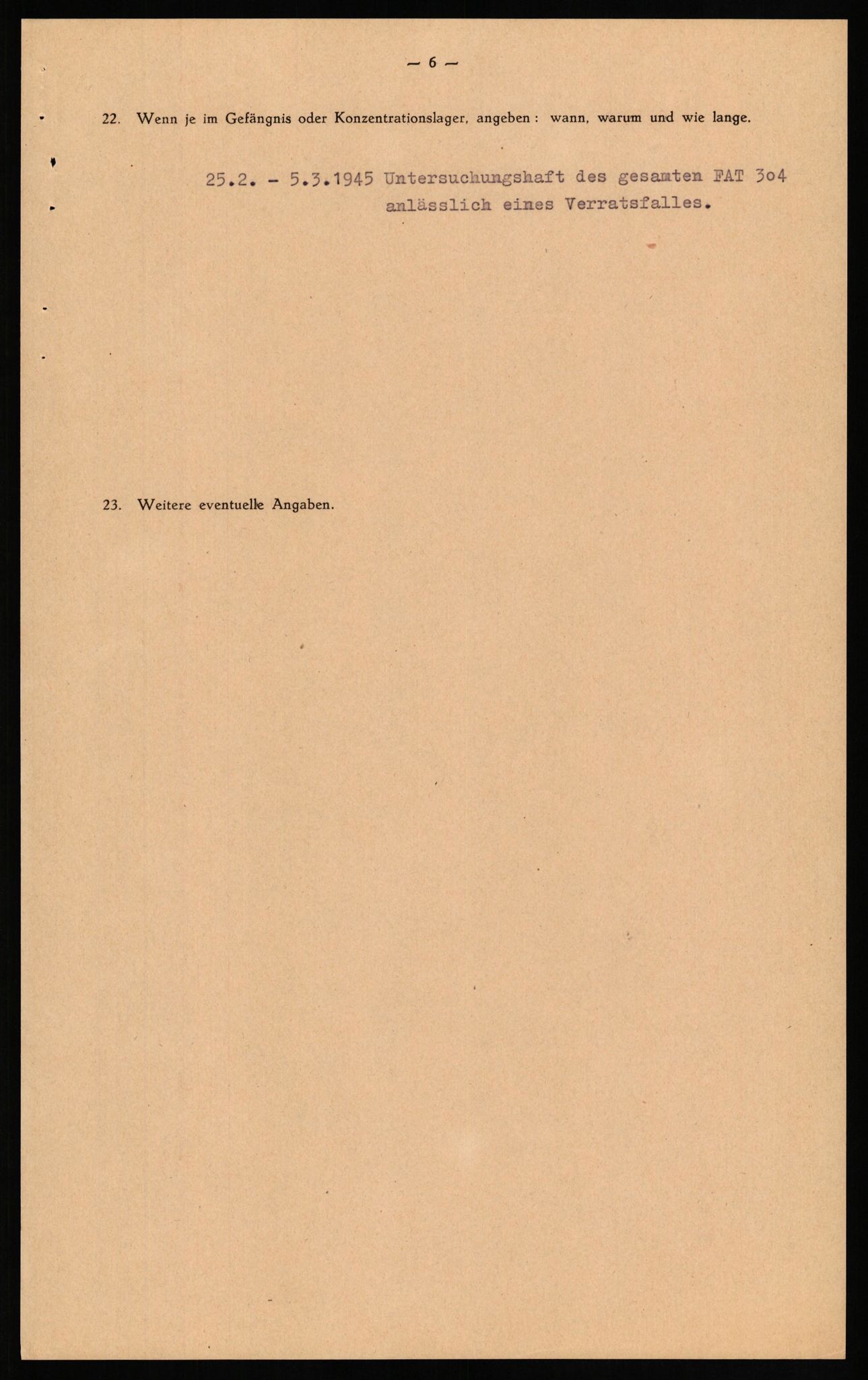 Forsvaret, Forsvarets overkommando II, RA/RAFA-3915/D/Db/L0020: CI Questionaires. Tyske okkupasjonsstyrker i Norge. Tyskere., 1945-1946, s. 309