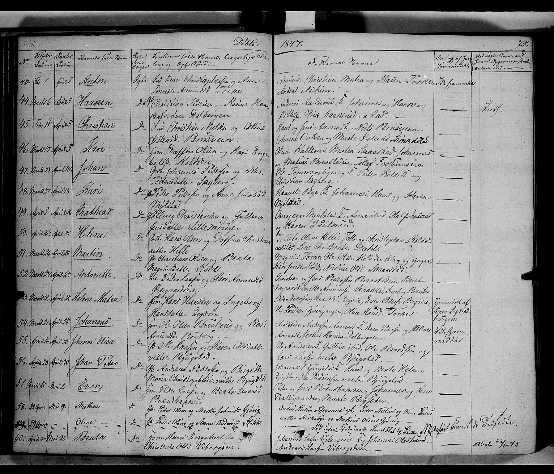 Vardal prestekontor, AV/SAH-PREST-100/H/Ha/Haa/L0005: Ministerialbok nr. 5, 1831-1853, s. 75