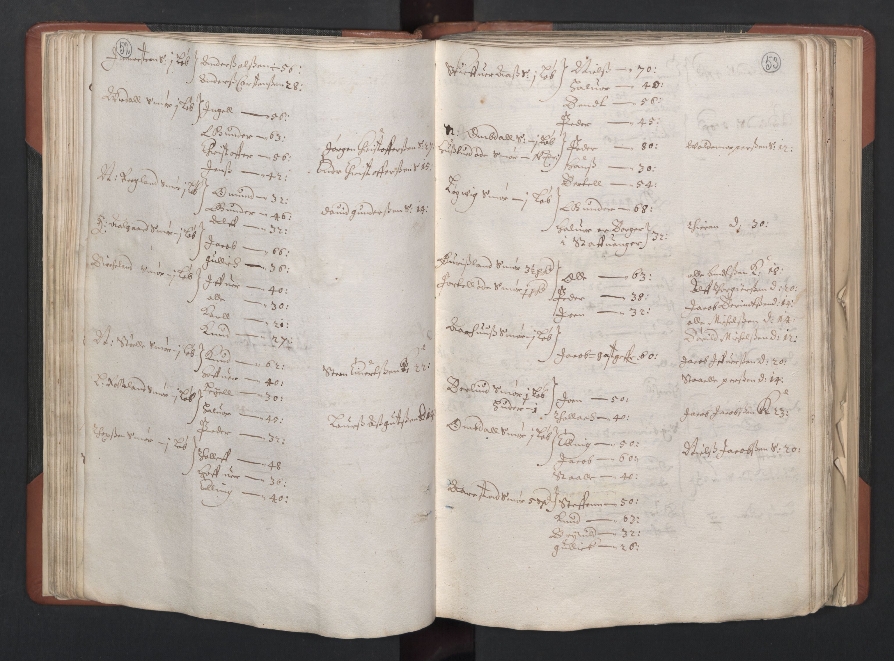 RA, Fogdenes og sorenskrivernes manntall 1664-1666, nr. 11: Jæren og Dalane fogderi, 1664, s. 52-53