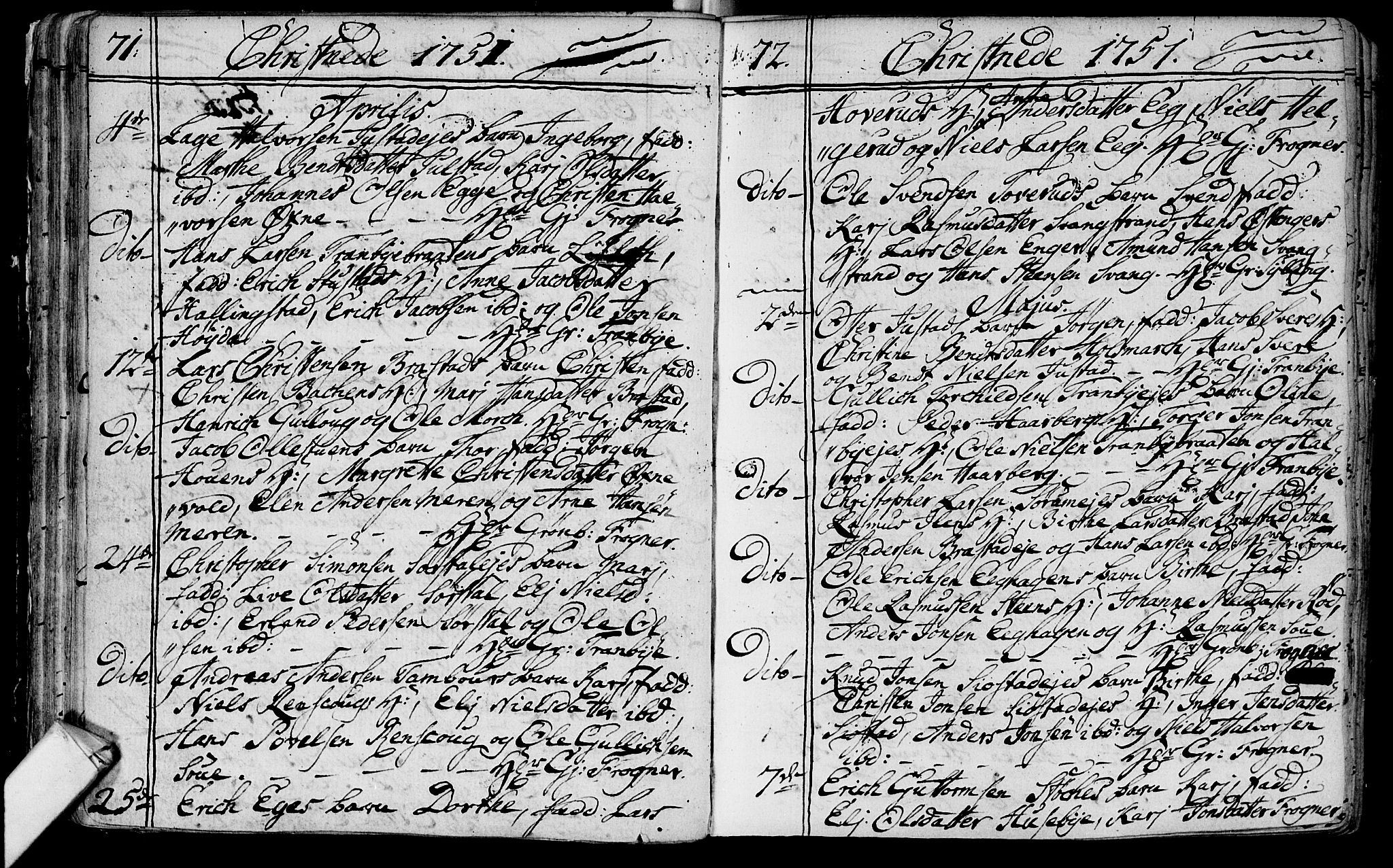 Lier kirkebøker, SAKO/A-230/F/Fa/L0004: Ministerialbok nr. I 4, 1749-1764, s. 71-72