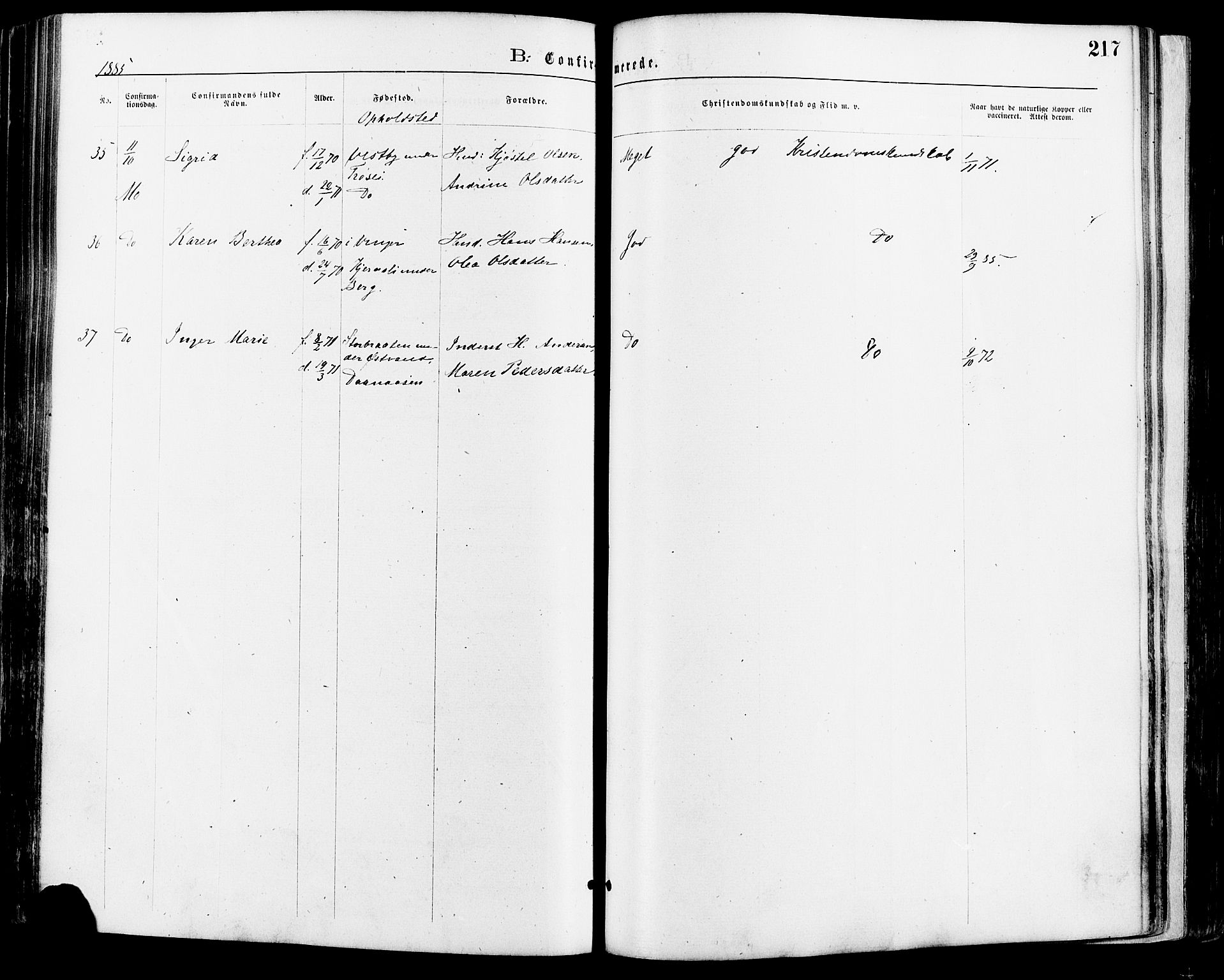 Nord-Odal prestekontor, SAH/PREST-032/H/Ha/Haa/L0005: Ministerialbok nr. 5, 1874-1885, s. 217