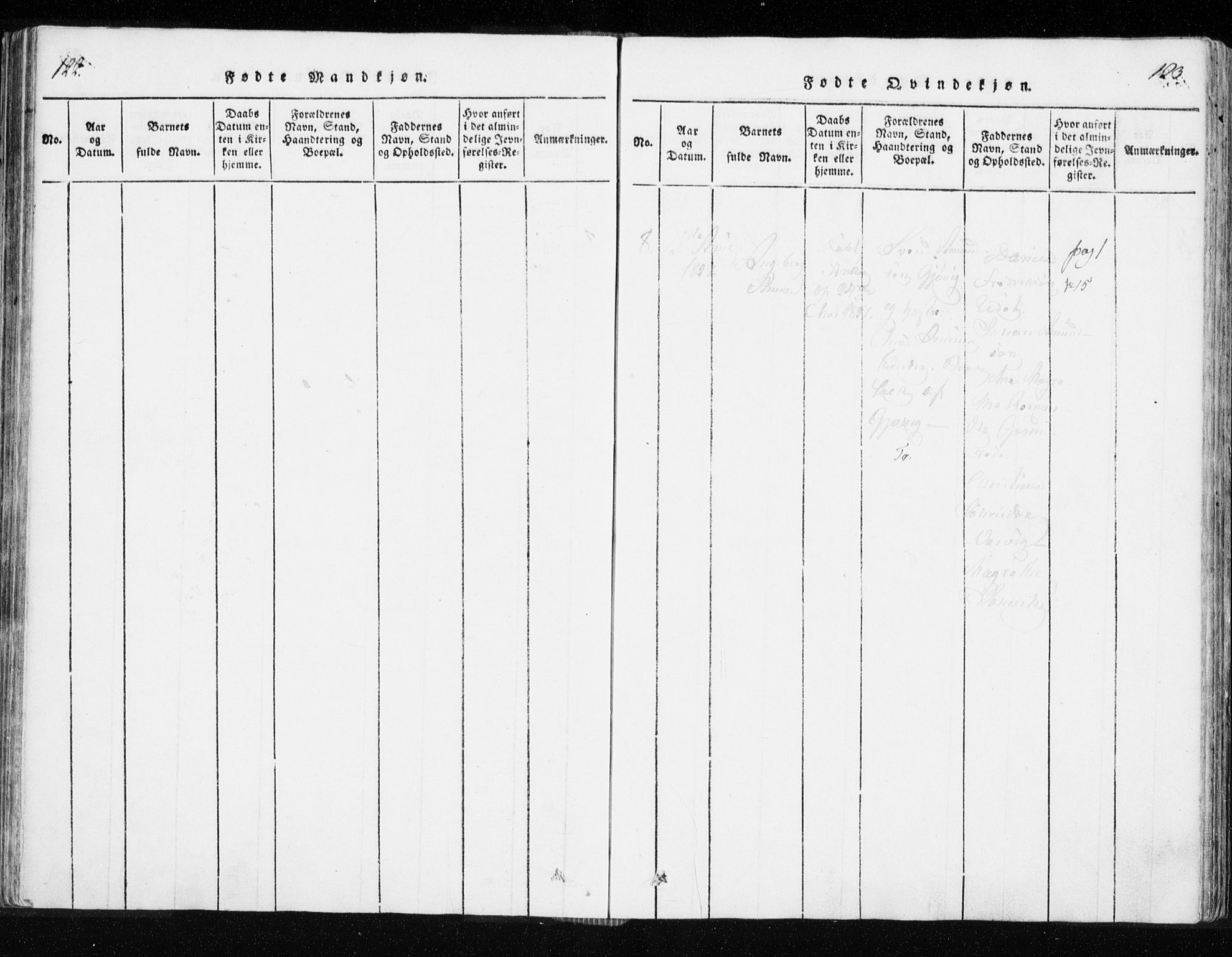 Tranøy sokneprestkontor, AV/SATØ-S-1313/I/Ia/Iaa/L0004kirke: Ministerialbok nr. 4, 1820-1829, s. 122-123