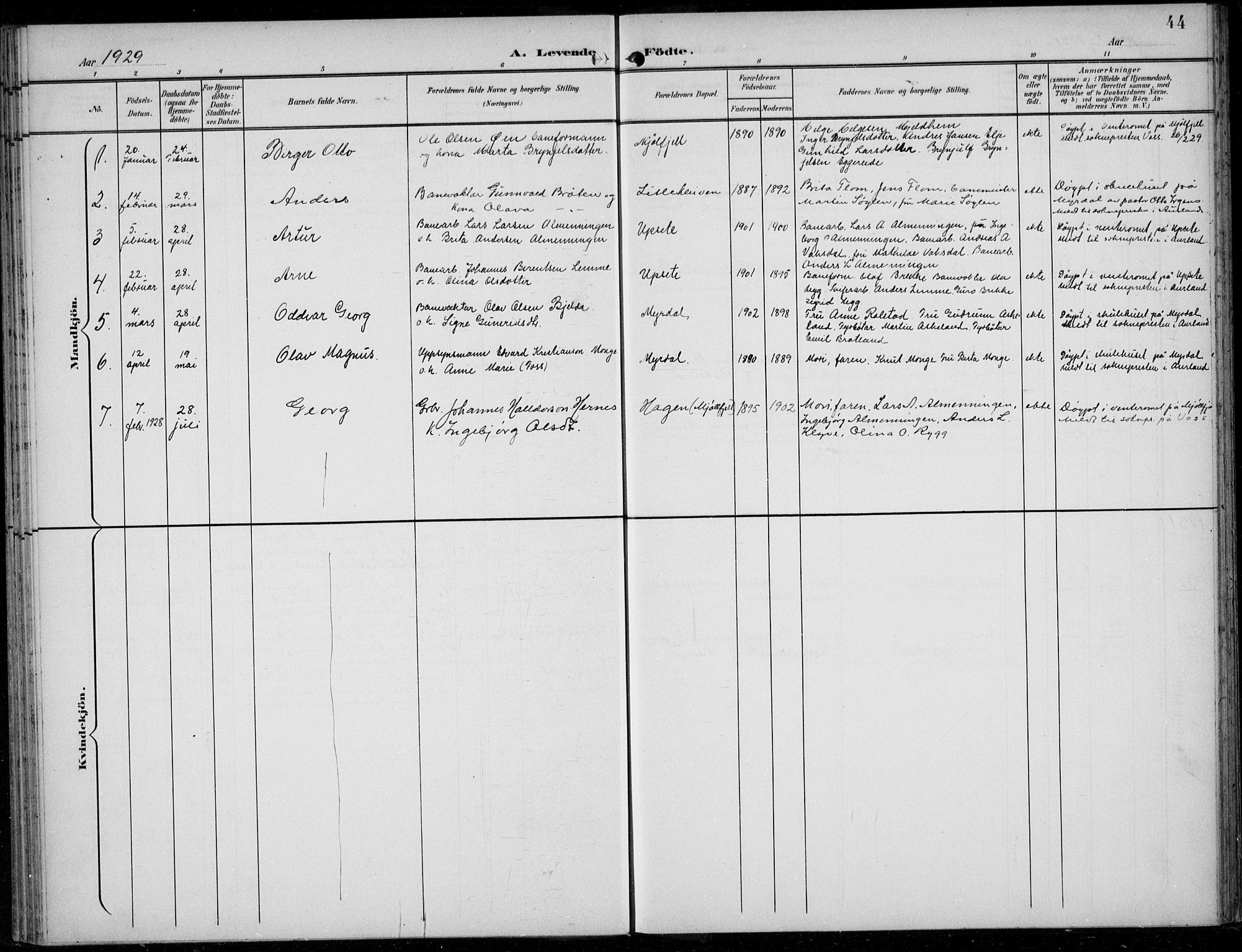 Ministerialbok nr. A  1, 1900-1939, s. 44