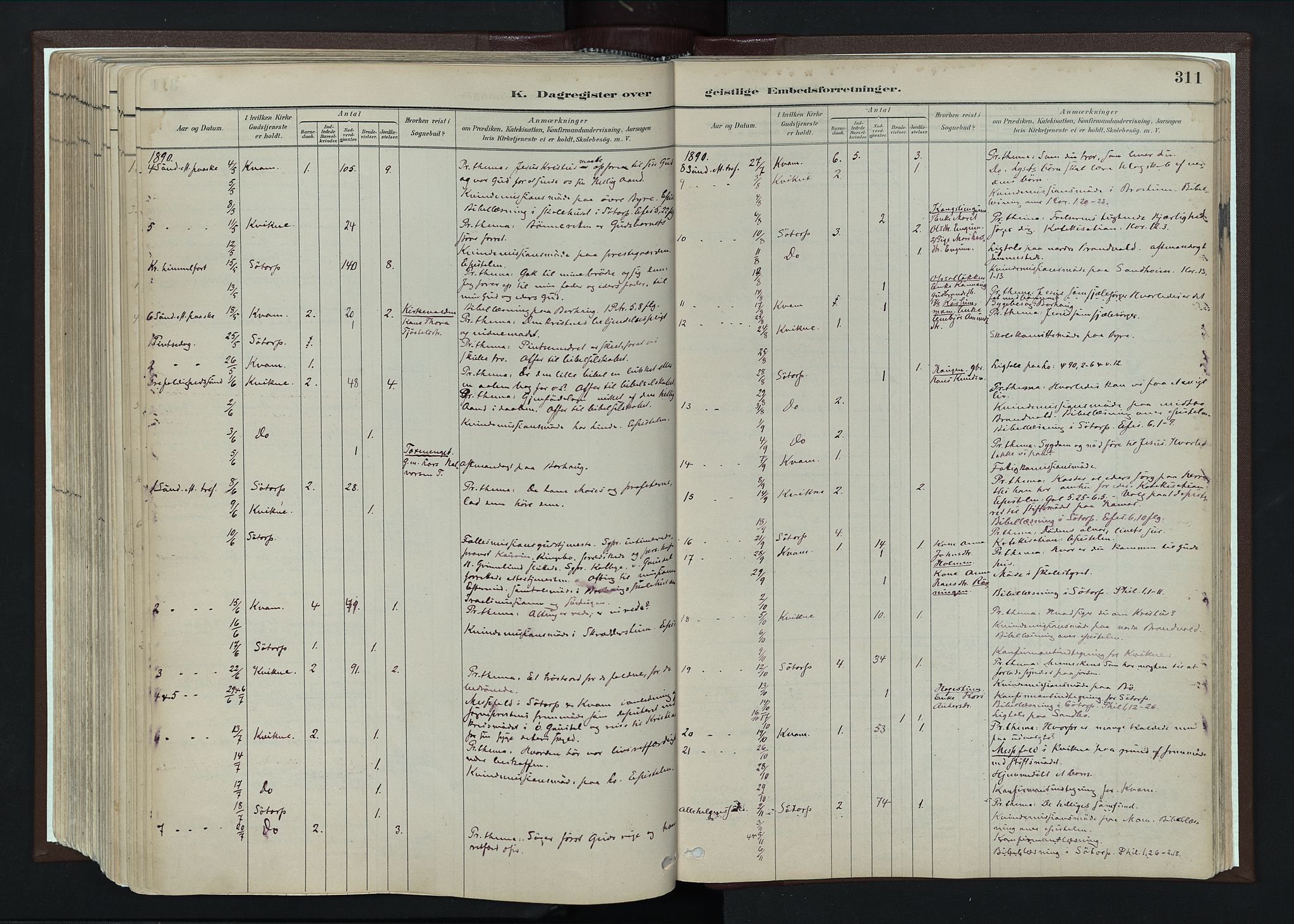 Nord-Fron prestekontor, SAH/PREST-080/H/Ha/Haa/L0004: Ministerialbok nr. 4, 1884-1914, s. 311