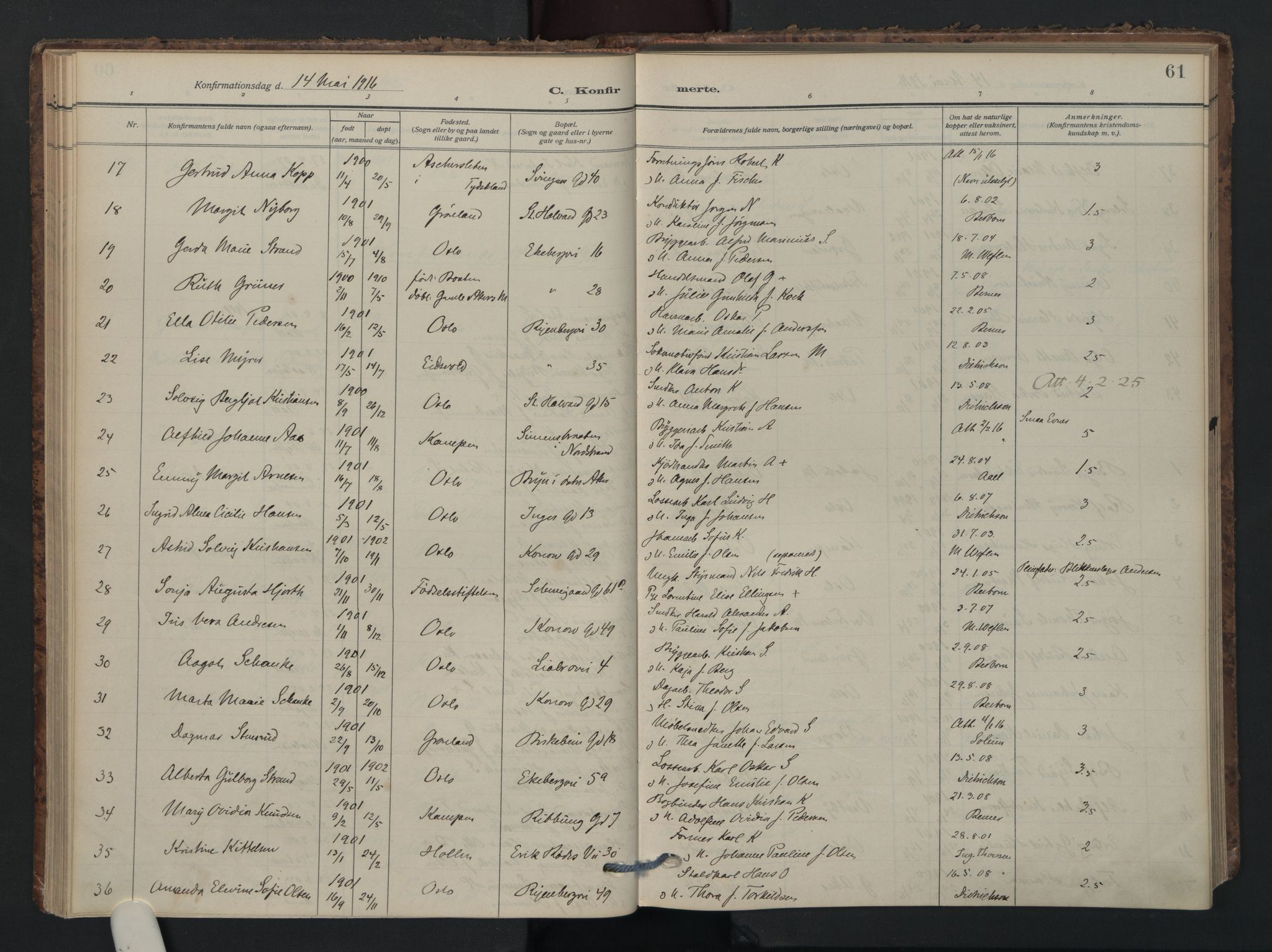 Gamlebyen prestekontor Kirkebøker, AV/SAO-A-10884/F/Fa/L0012: Ministerialbok nr. 12, 1908-1941, s. 61