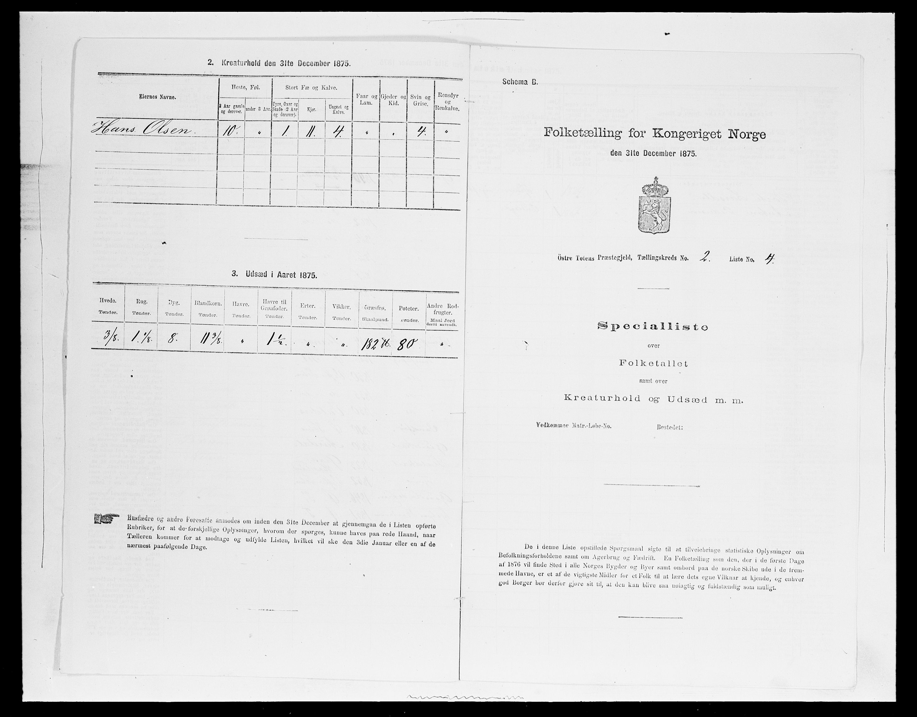 SAH, Folketelling 1875 for 0528P Østre Toten prestegjeld, 1875, s. 353