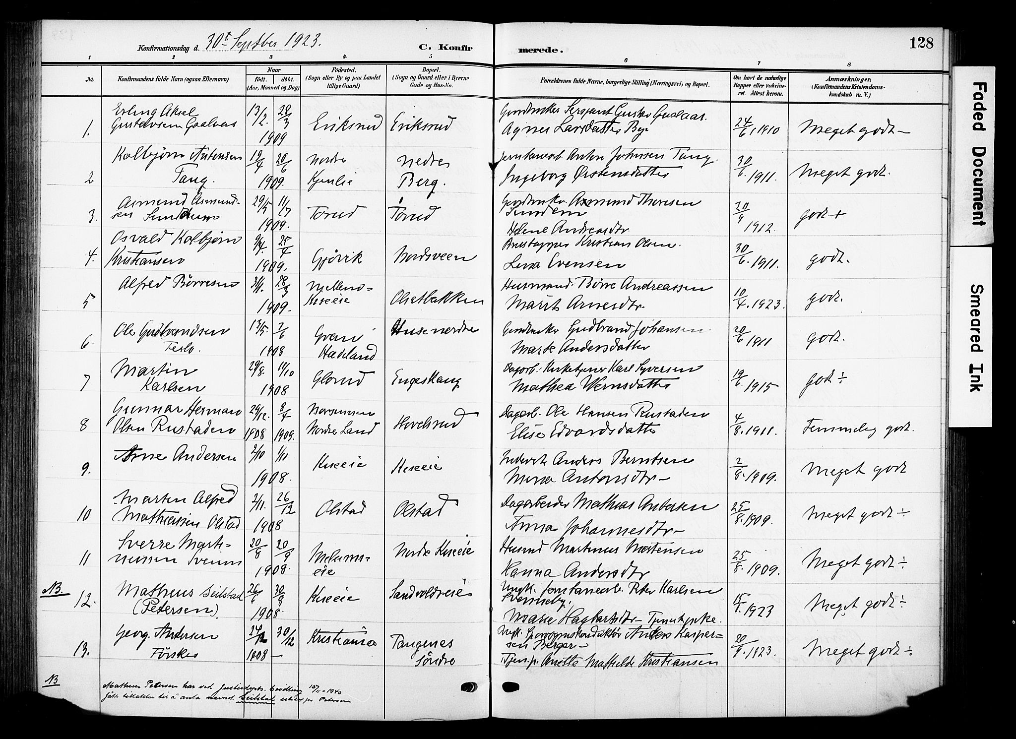 Nes prestekontor, Hedmark, SAH/PREST-020/K/Ka/L0013: Ministerialbok nr. 13, 1906-1924, s. 128