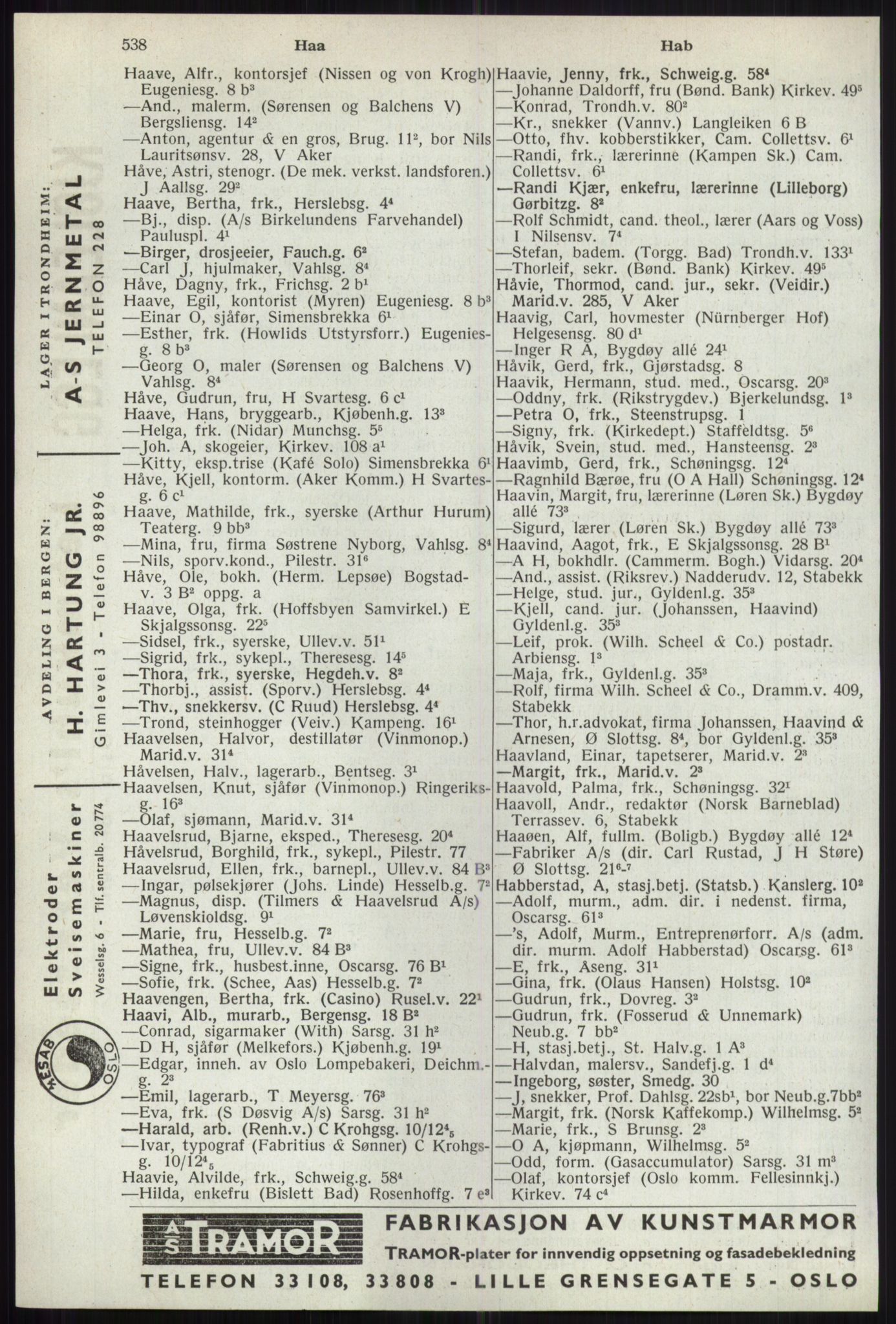 Kristiania/Oslo adressebok, PUBL/-, 1941, s. 538