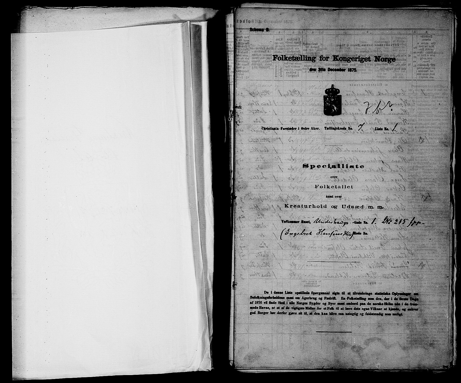 RA, Folketelling 1875 for 0218bP Østre Aker prestegjeld, 1875, s. 1985