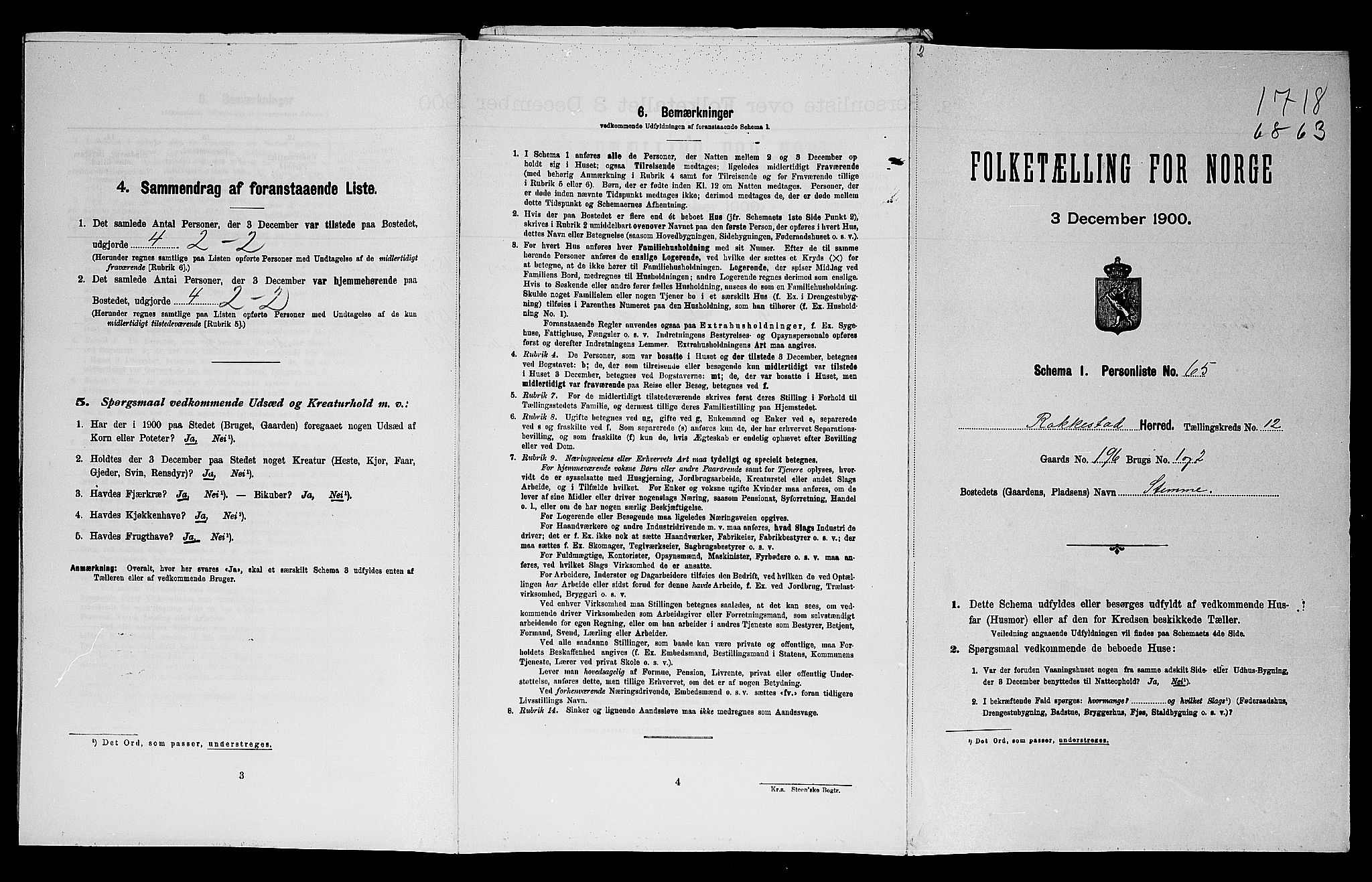 SAO, Folketelling 1900 for 0128 Rakkestad herred, 1900