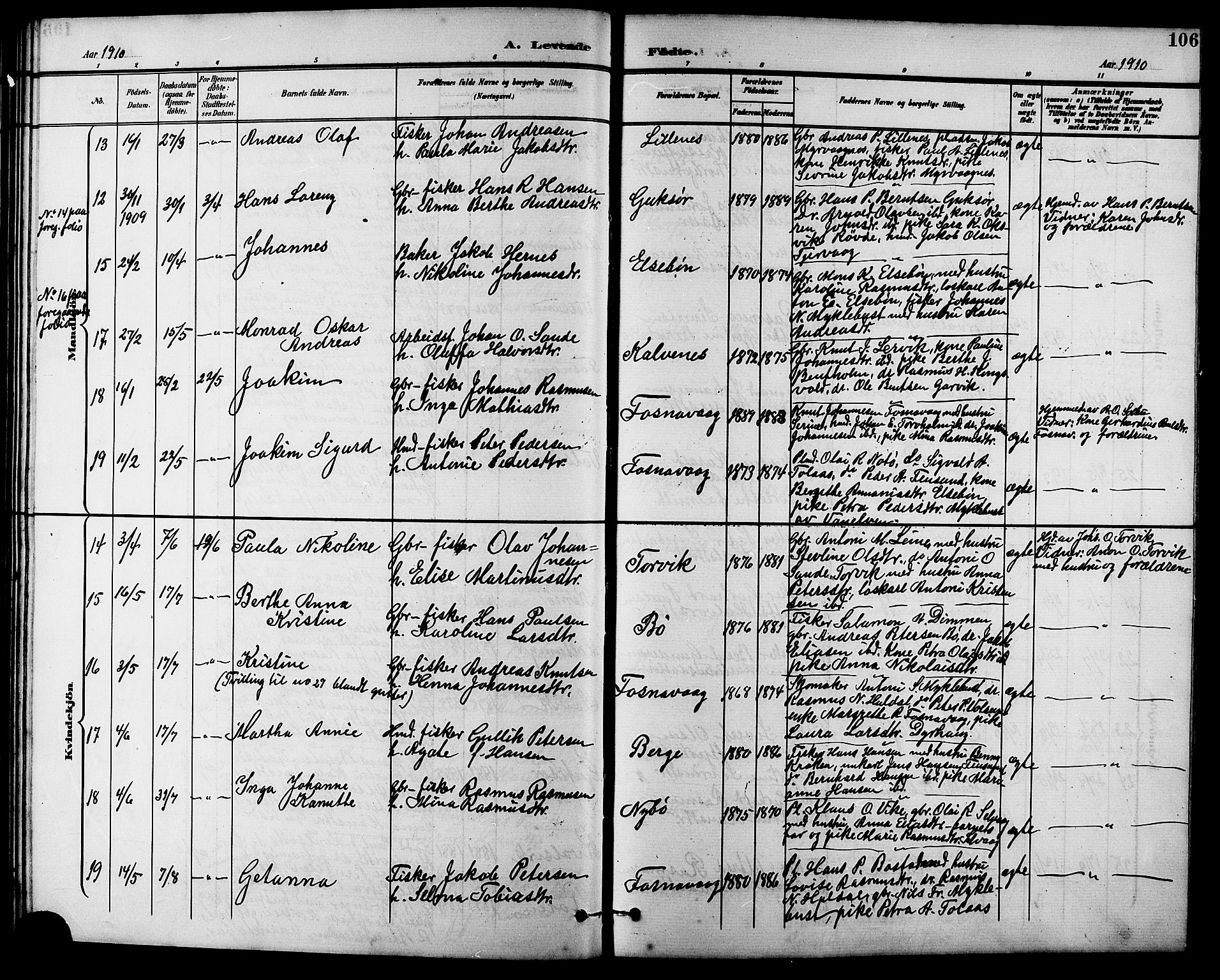 Ministerialprotokoller, klokkerbøker og fødselsregistre - Møre og Romsdal, AV/SAT-A-1454/507/L0082: Klokkerbok nr. 507C05, 1896-1914, s. 106