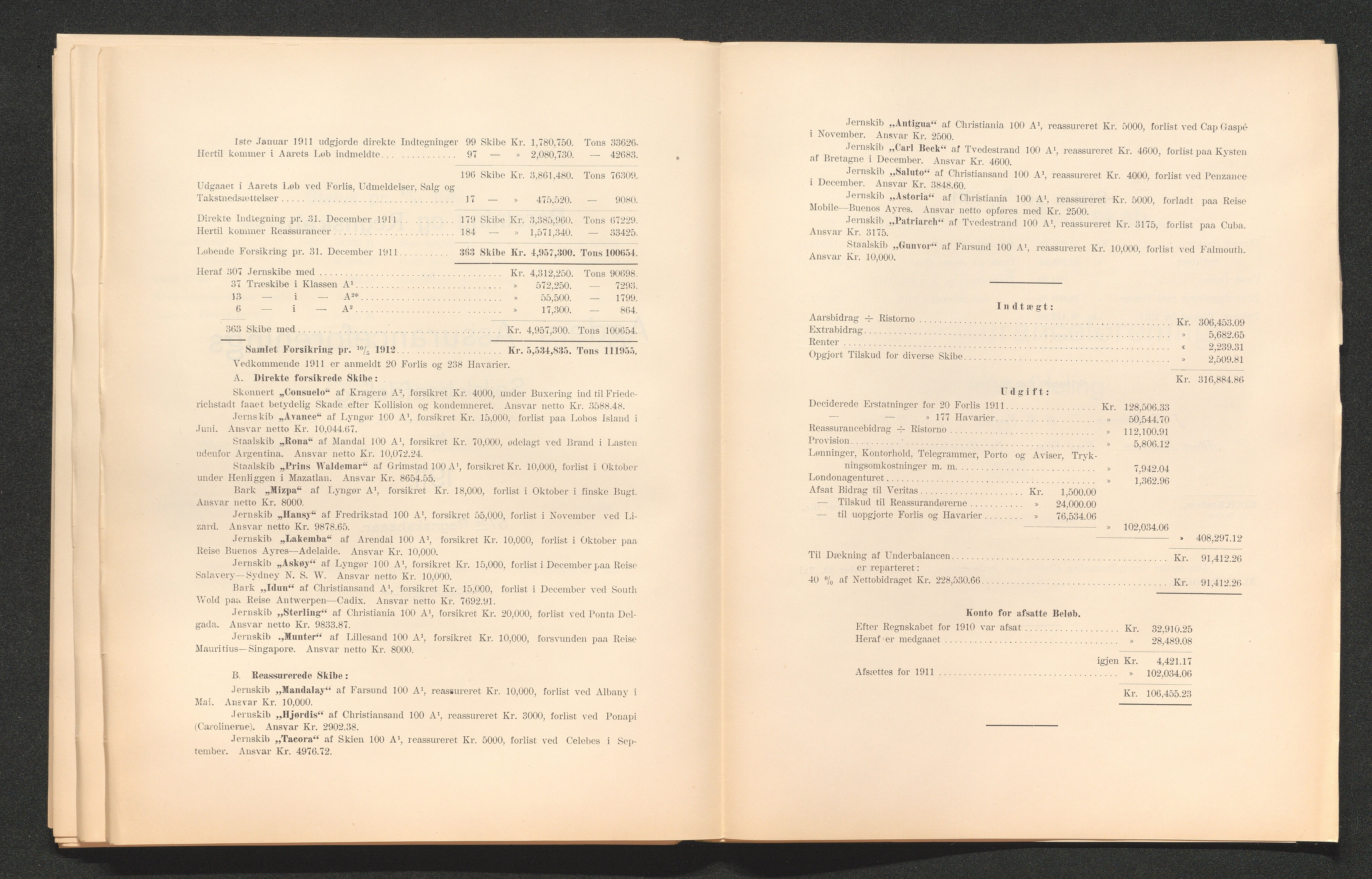 Agders Gjensidige Assuranceforening, AAKS/PA-1718/05/L0003: Regnskap, seilavdeling, pakkesak, 1890-1912