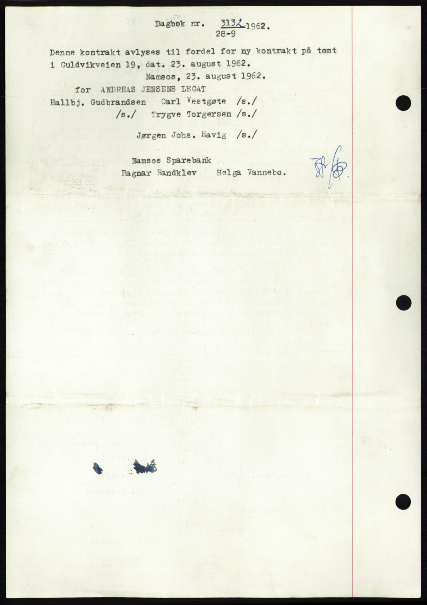 Namdal sorenskriveri, SAT/A-4133/1/2/2C: Pantebok nr. -, 1947-1947, Dagboknr: 3132/1947