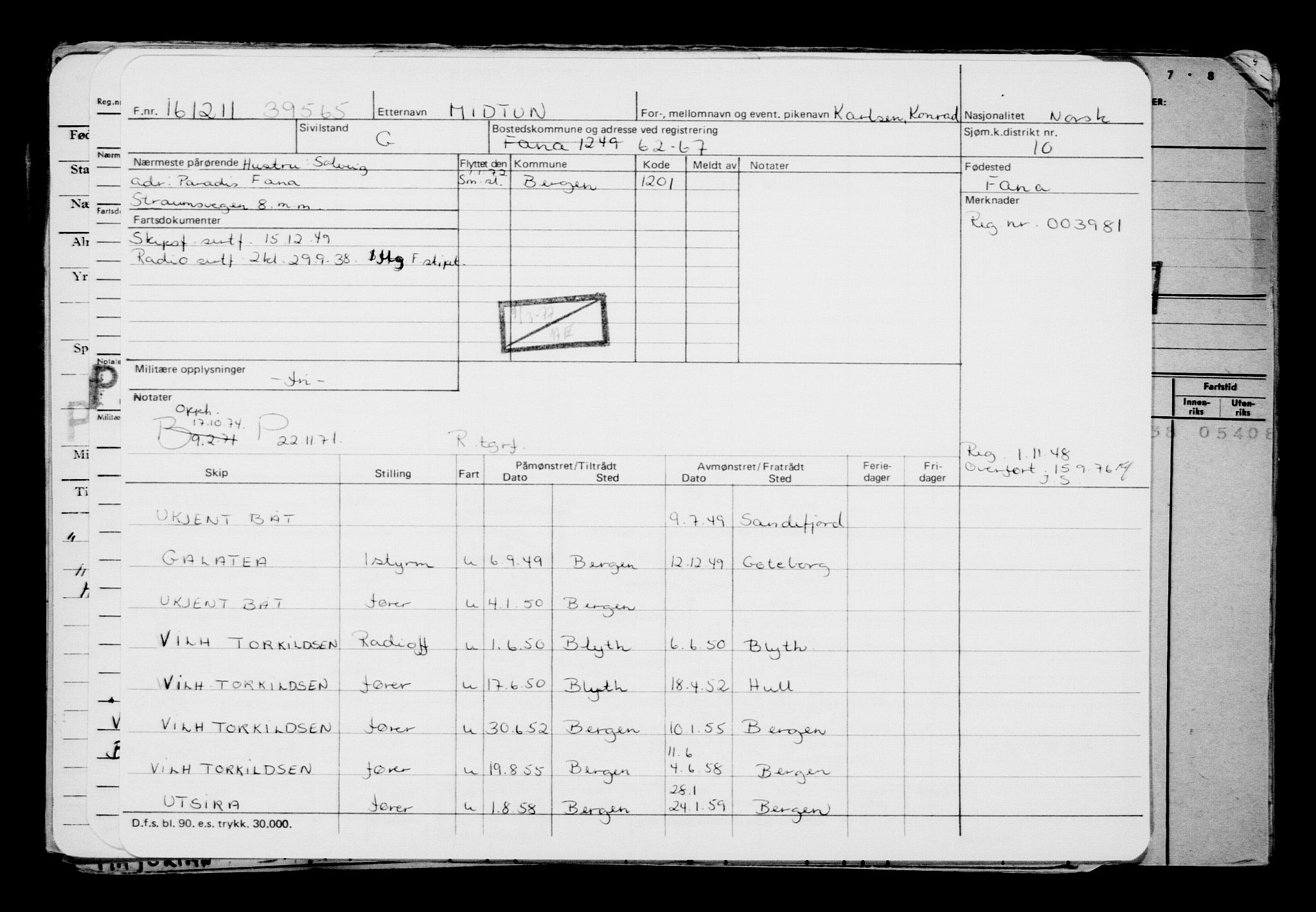 Direktoratet for sjømenn, AV/RA-S-3545/G/Gb/L0101: Hovedkort, 1911, s. 709