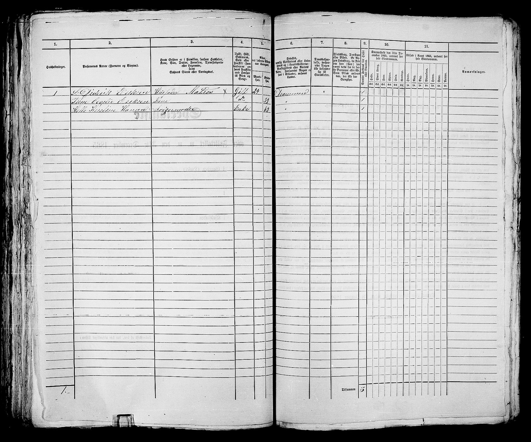 RA, Folketelling 1865 for 0602bP Strømsø prestegjeld i Drammen kjøpstad, 1865, s. 180