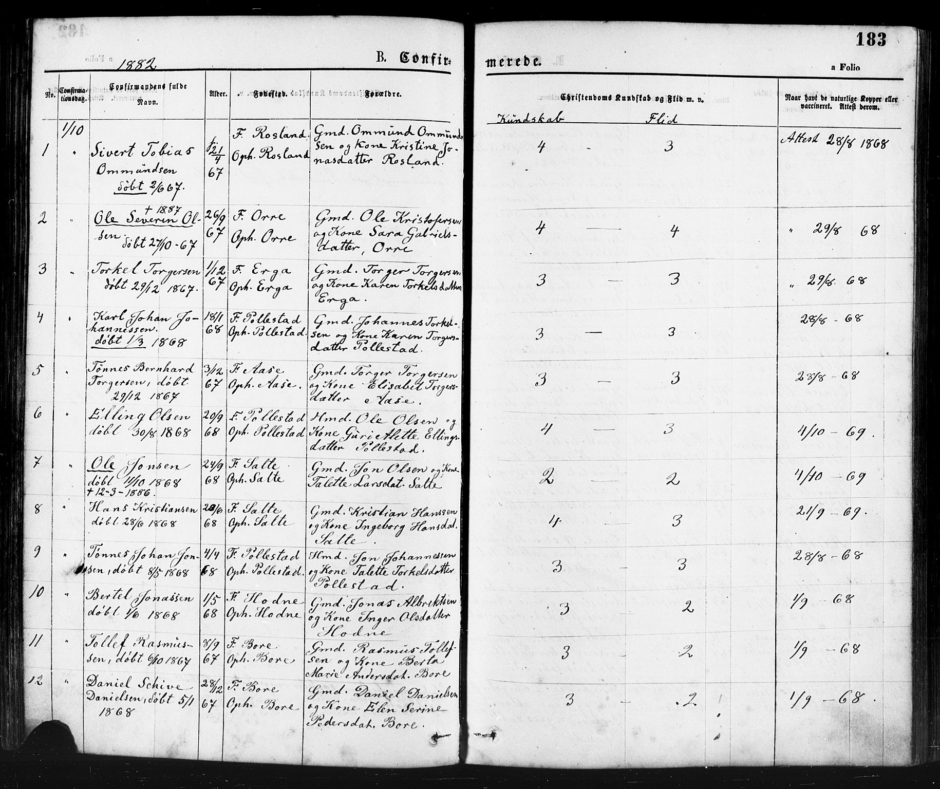 Klepp sokneprestkontor, AV/SAST-A-101803/001/3/30BA/L0006: Ministerialbok nr. A 6, 1871-1885, s. 183