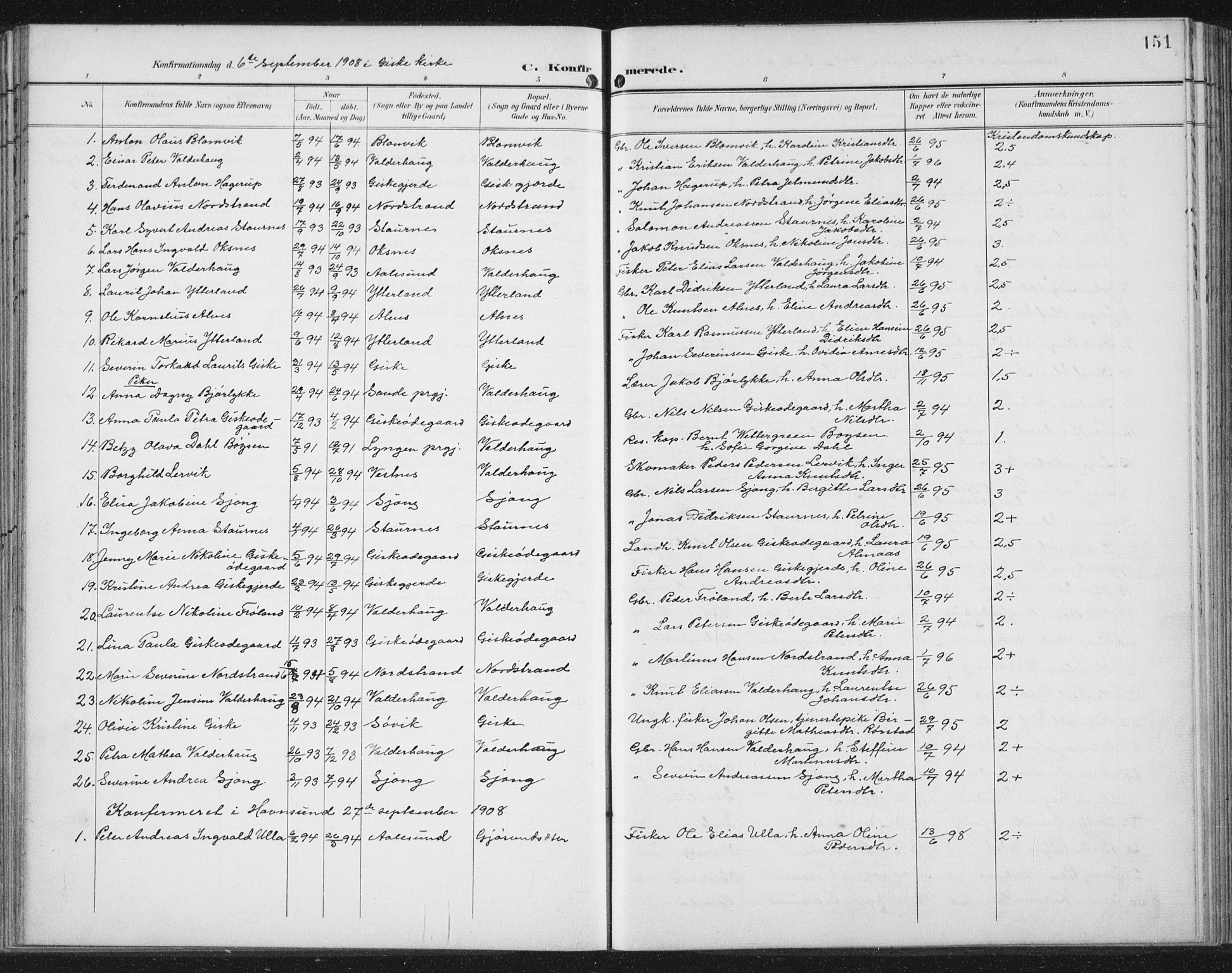 Ministerialprotokoller, klokkerbøker og fødselsregistre - Møre og Romsdal, SAT/A-1454/534/L0489: Klokkerbok nr. 534C01, 1899-1941, s. 151