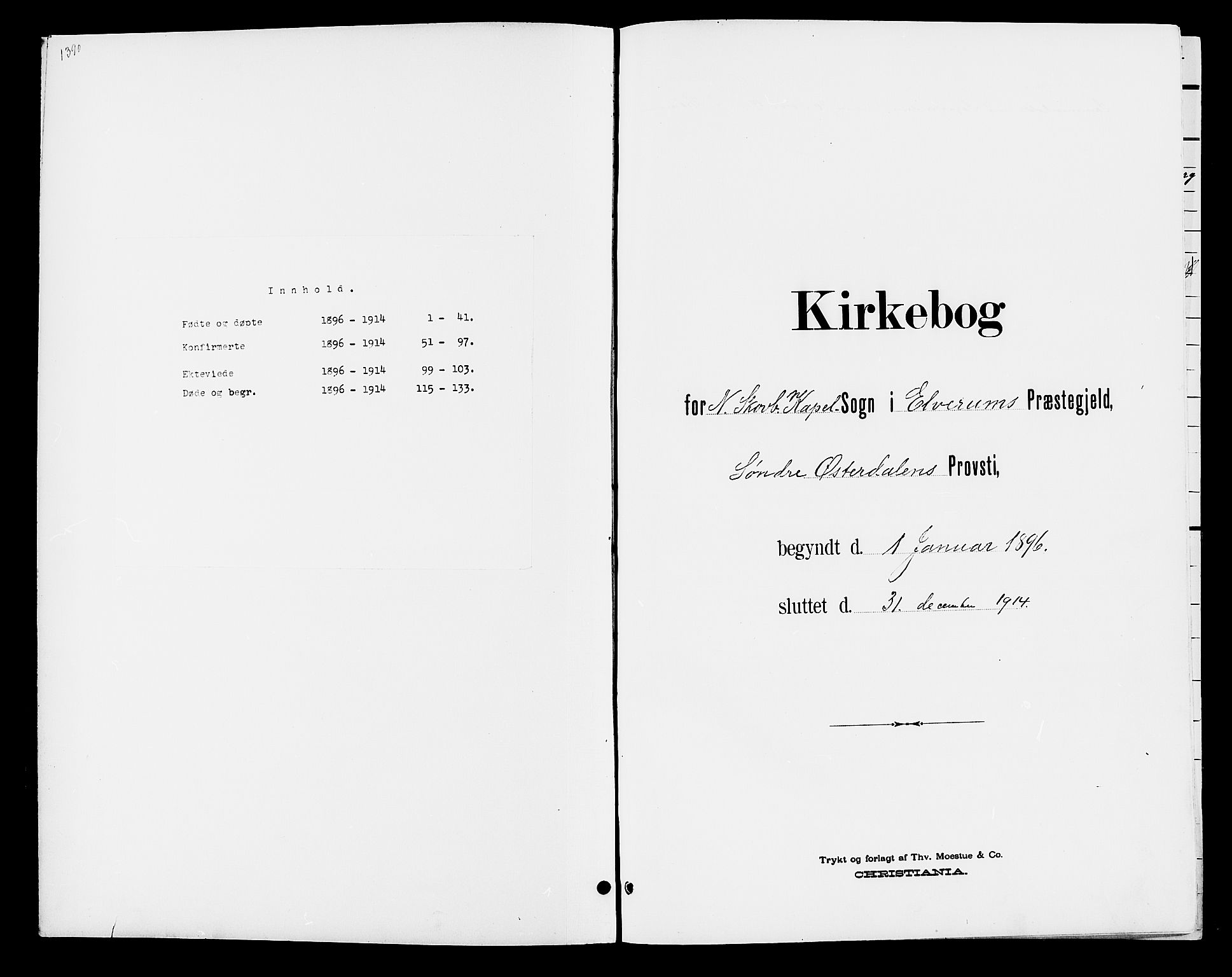 Elverum prestekontor, SAH/PREST-044/H/Ha/Hab/L0007: Klokkerbok nr. 7, 1896-1914