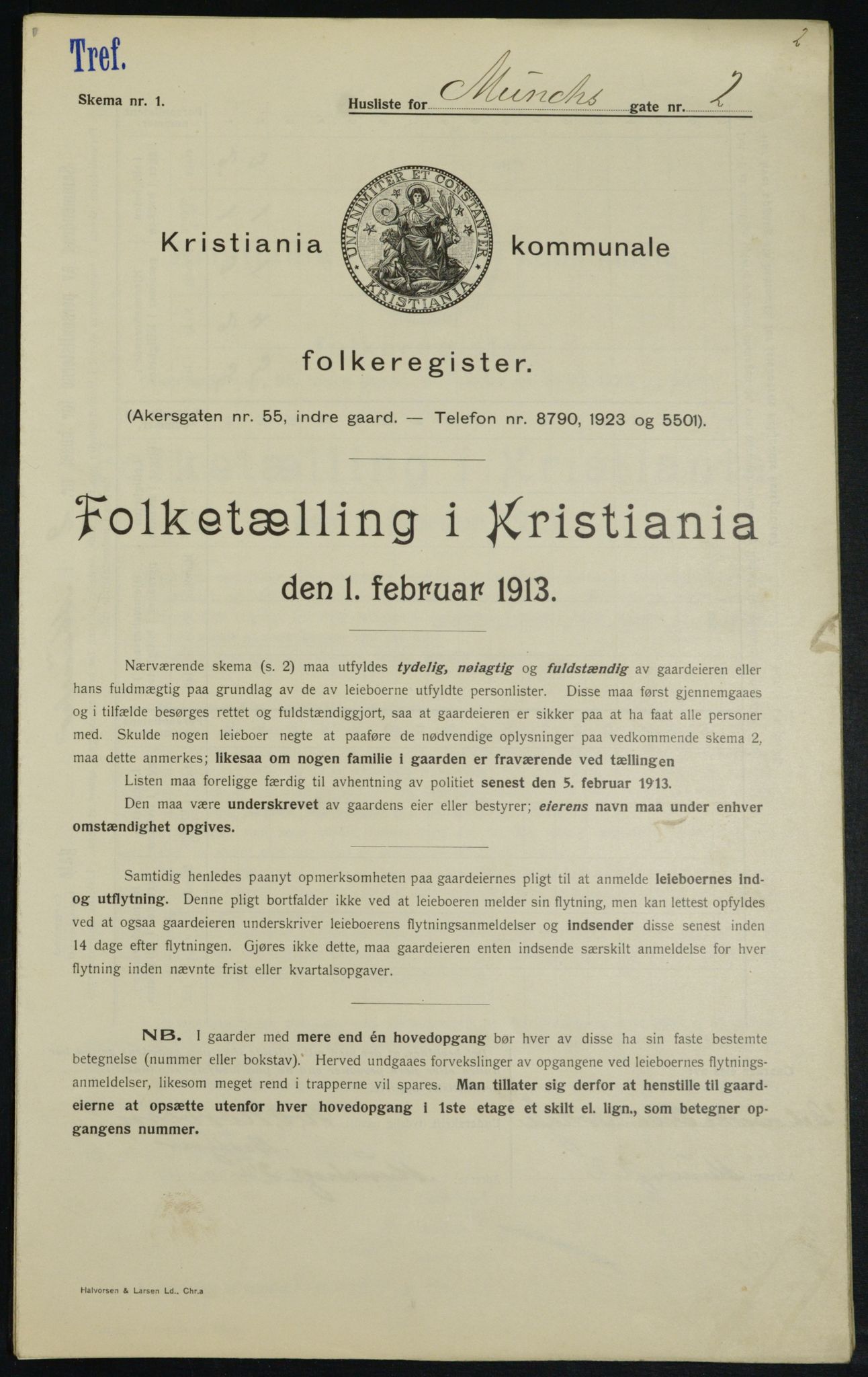 OBA, Kommunal folketelling 1.2.1913 for Kristiania, 1913, s. 66553