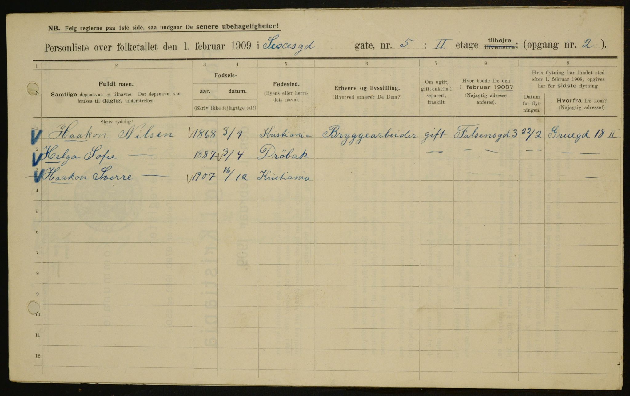 OBA, Kommunal folketelling 1.2.1909 for Kristiania kjøpstad, 1909, s. 85965