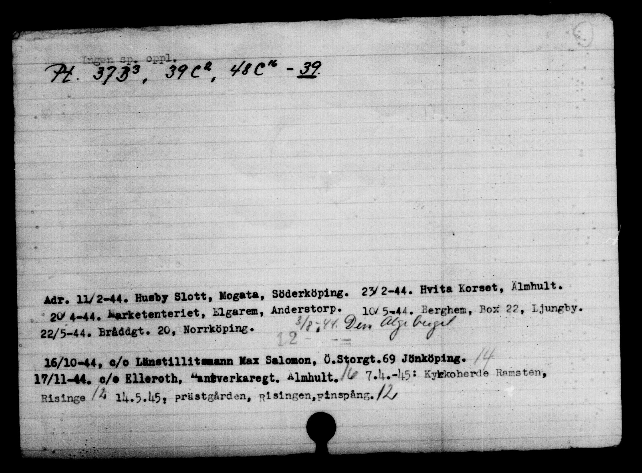 Den Kgl. Norske Legasjons Flyktningskontor, AV/RA-S-6753/V/Va/L0004: Kjesäterkartoteket.  Flyktningenr. 3496-6610, 1940-1945, s. 3046