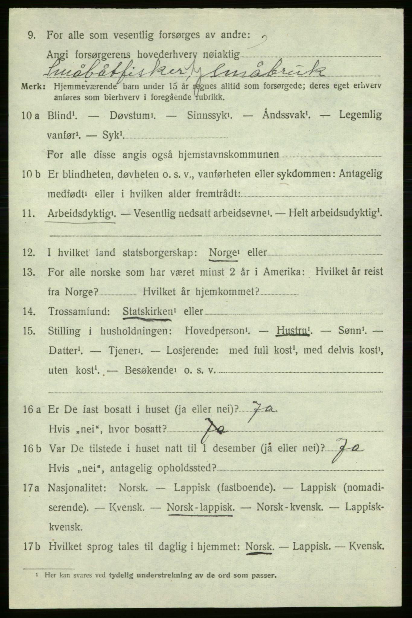 SATØ, Folketelling 1920 for 2014 Loppa herred, 1920, s. 1311