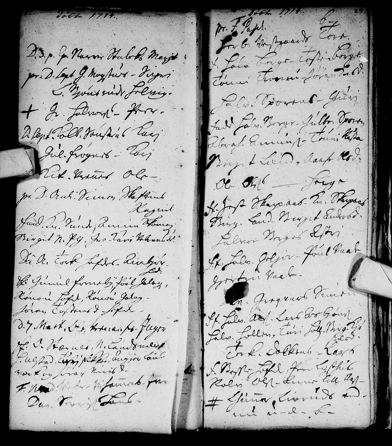 Nore kirkebøker, AV/SAKO-A-238/F/Fc/L0001: Ministerialbok nr. III 1, 1696-1714, s. 22-23