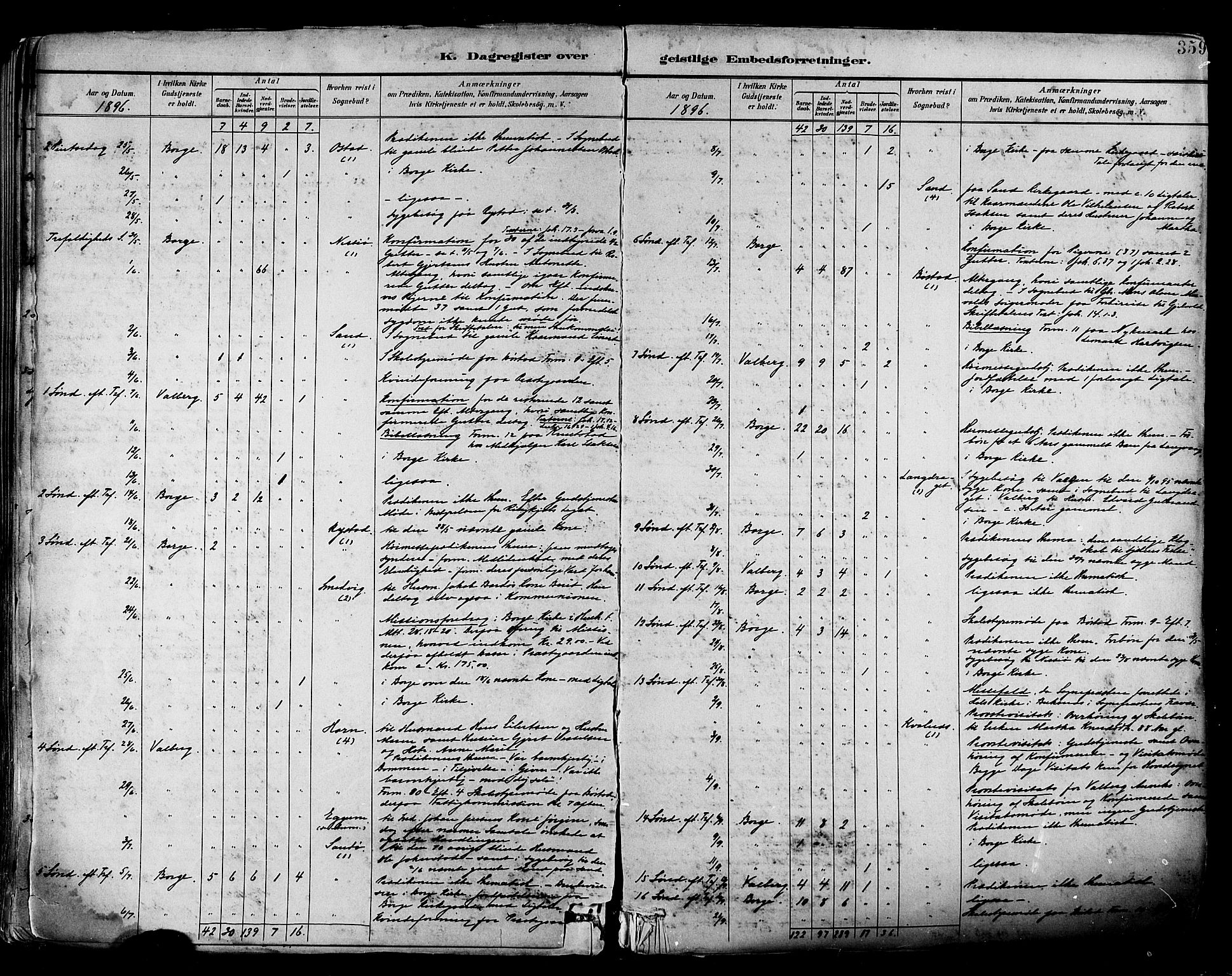 Ministerialprotokoller, klokkerbøker og fødselsregistre - Nordland, SAT/A-1459/880/L1133: Ministerialbok nr. 880A07, 1888-1898, s. 359