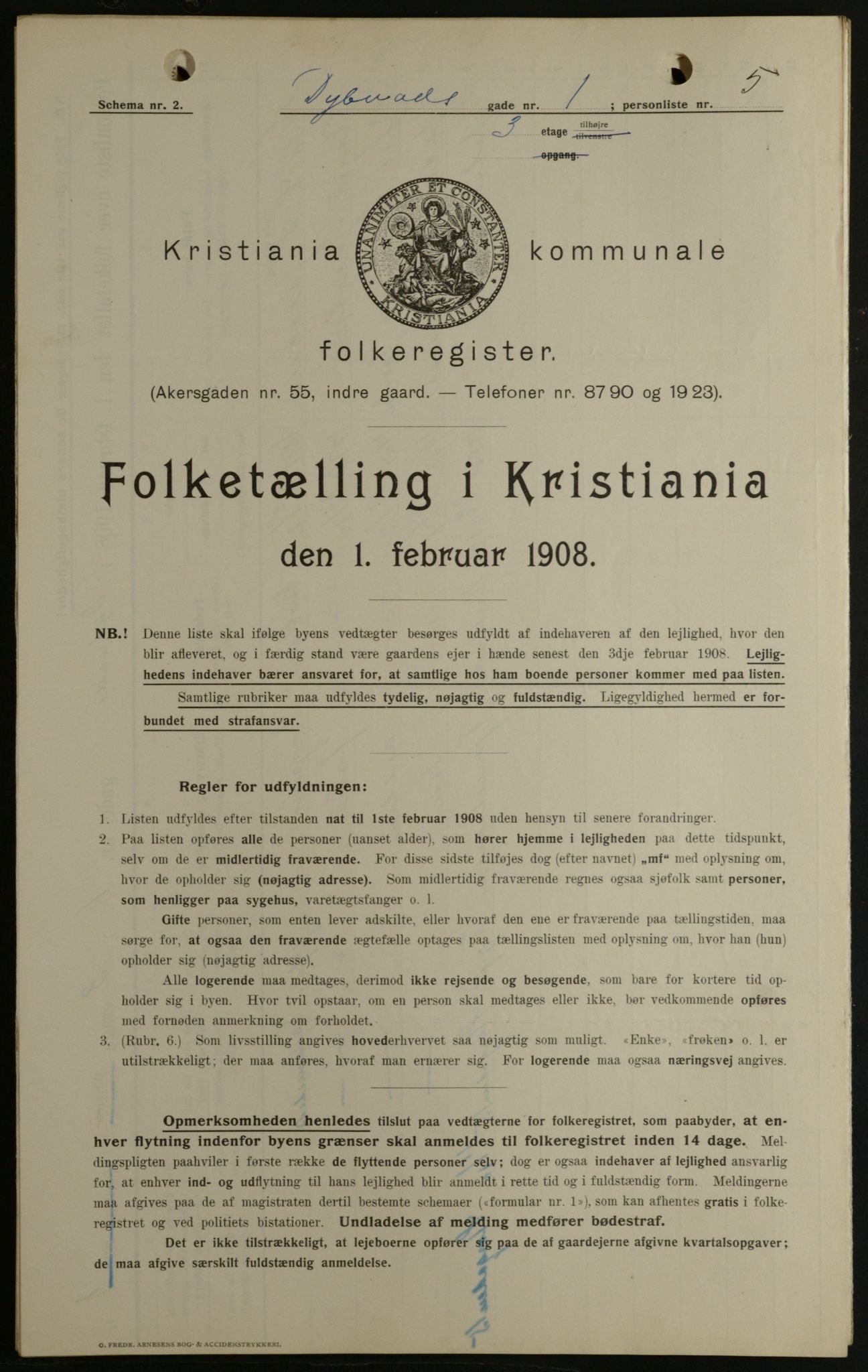 OBA, Kommunal folketelling 1.2.1908 for Kristiania kjøpstad, 1908, s. 16199